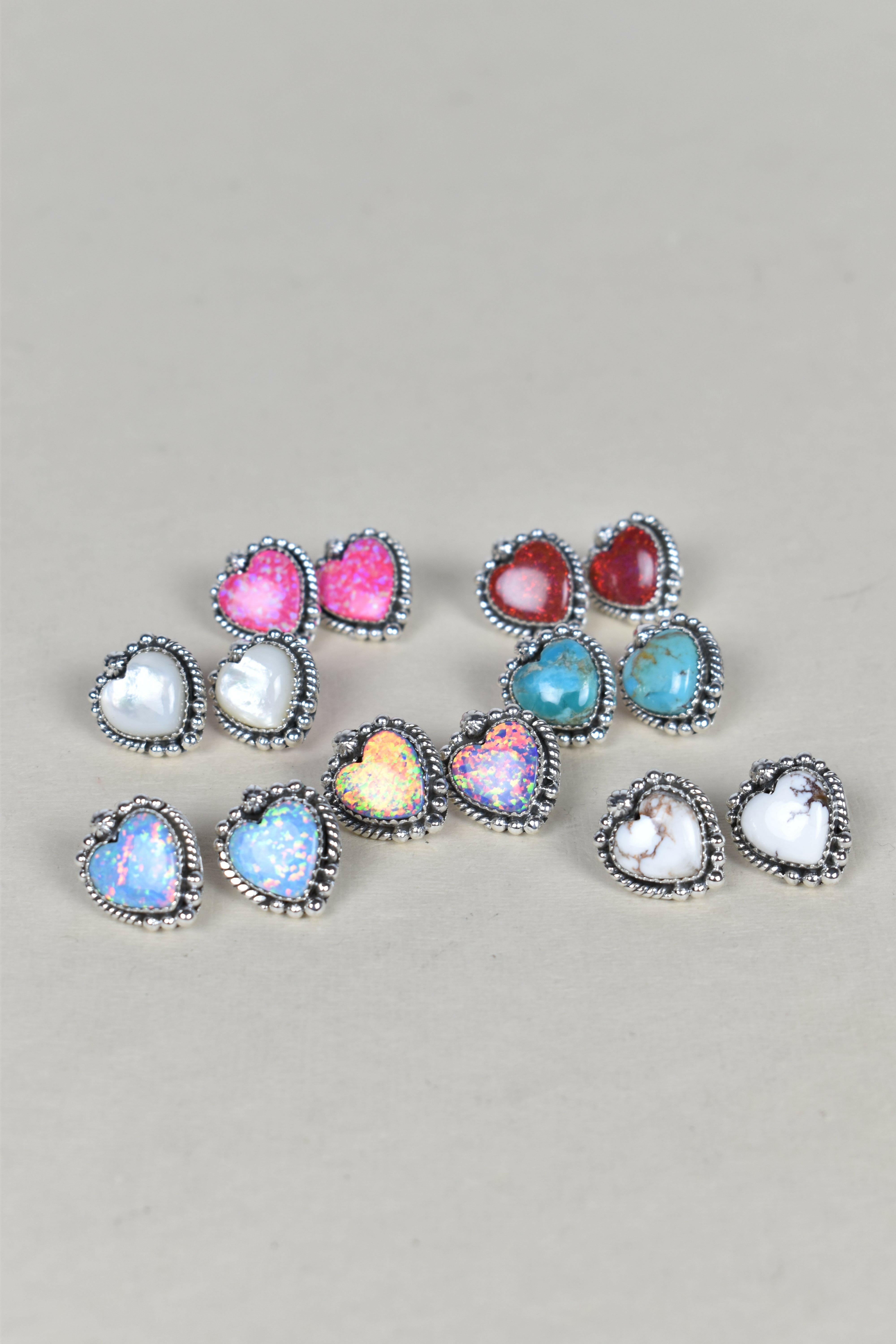 Heart Stone Earrings-Stud Earrings-Krush Kandy, Women's Online Fashion Boutique Located in Phoenix, Arizona (Scottsdale Area)