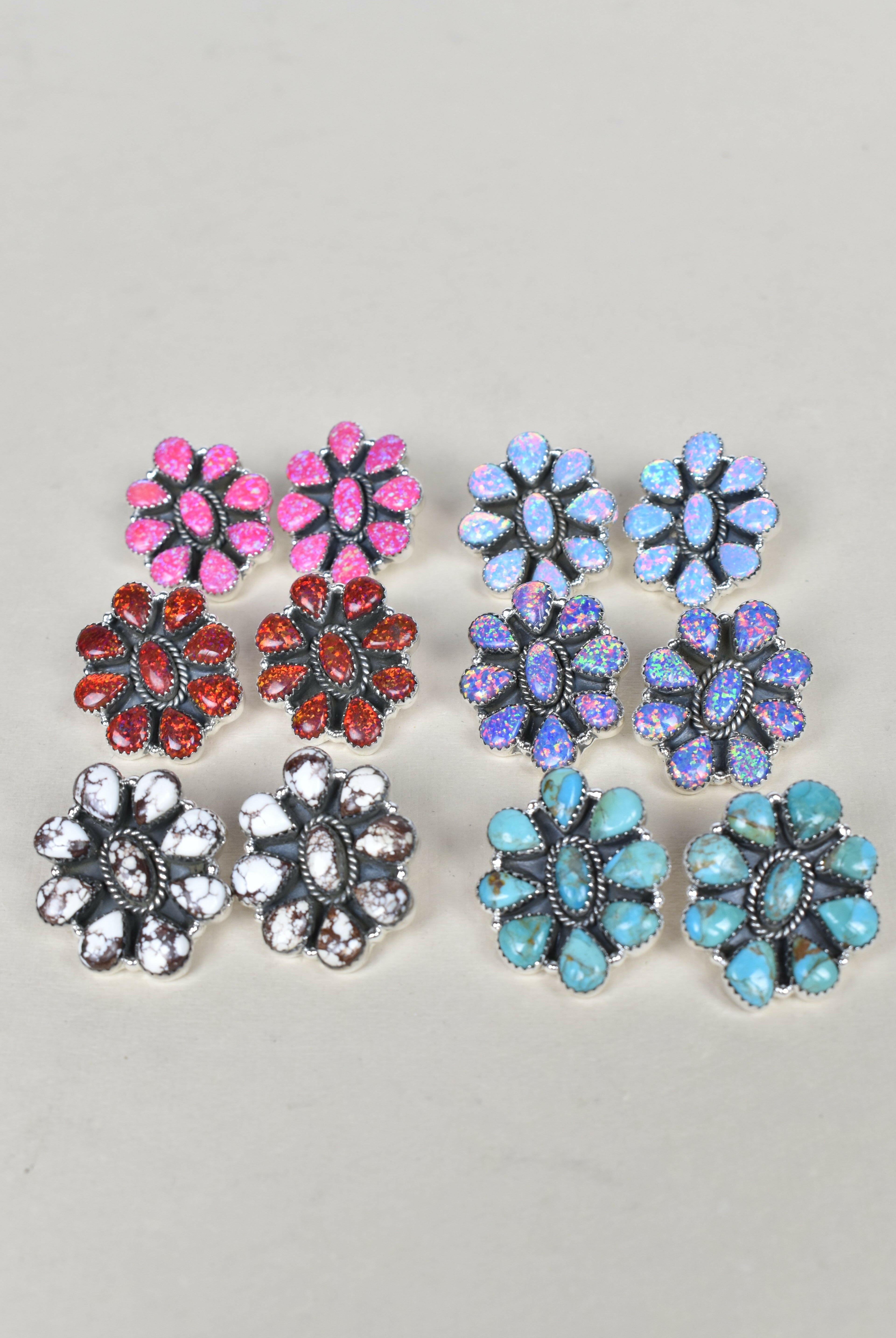 Stone Blossom Sterling Silver Earrings-Stud Earrings-Krush Kandy, Women's Online Fashion Boutique Located in Phoenix, Arizona (Scottsdale Area)