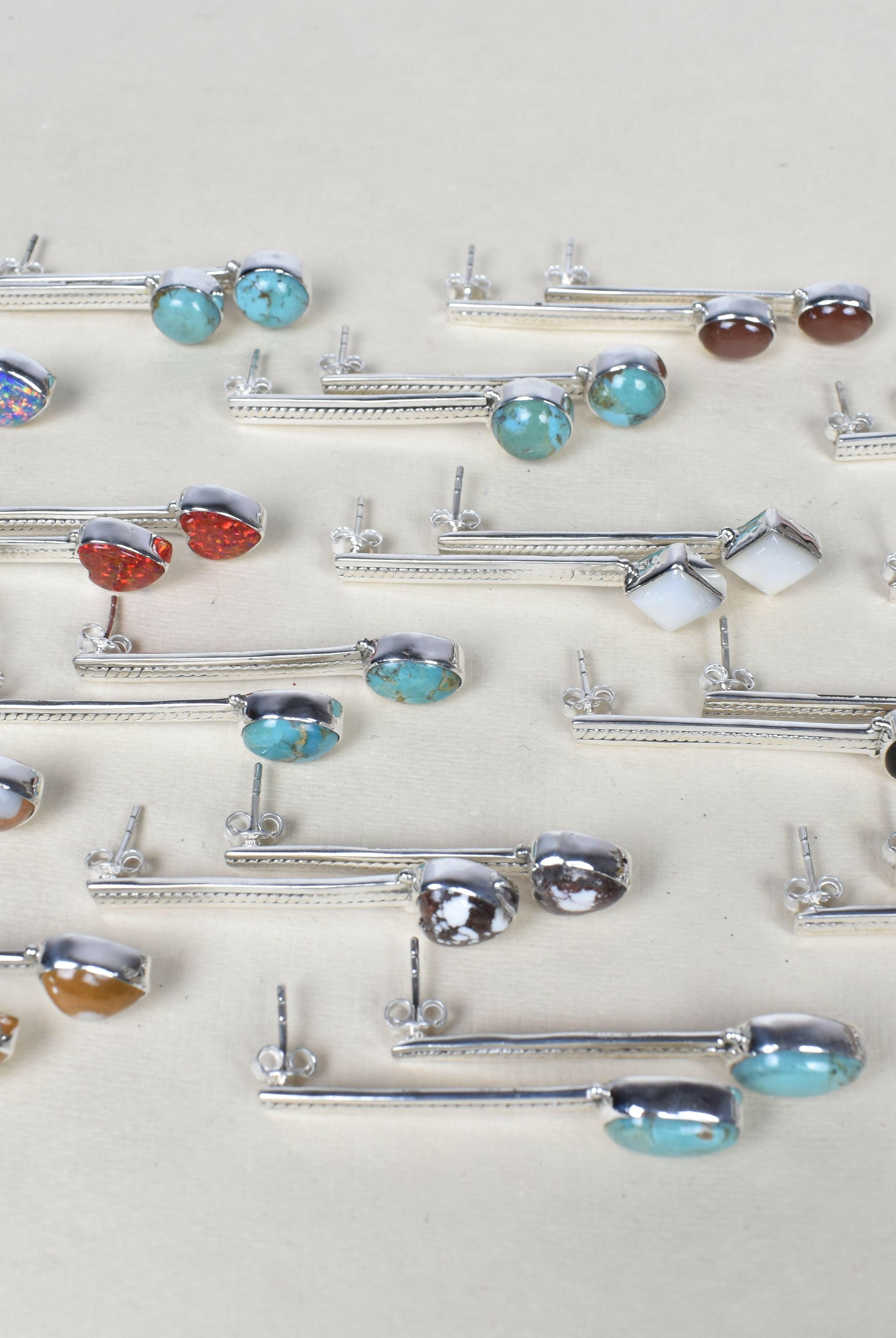 Silver Solitaire Bar Earrings-Drop Earrings-Krush Kandy, Women's Online Fashion Boutique Located in Phoenix, Arizona (Scottsdale Area)