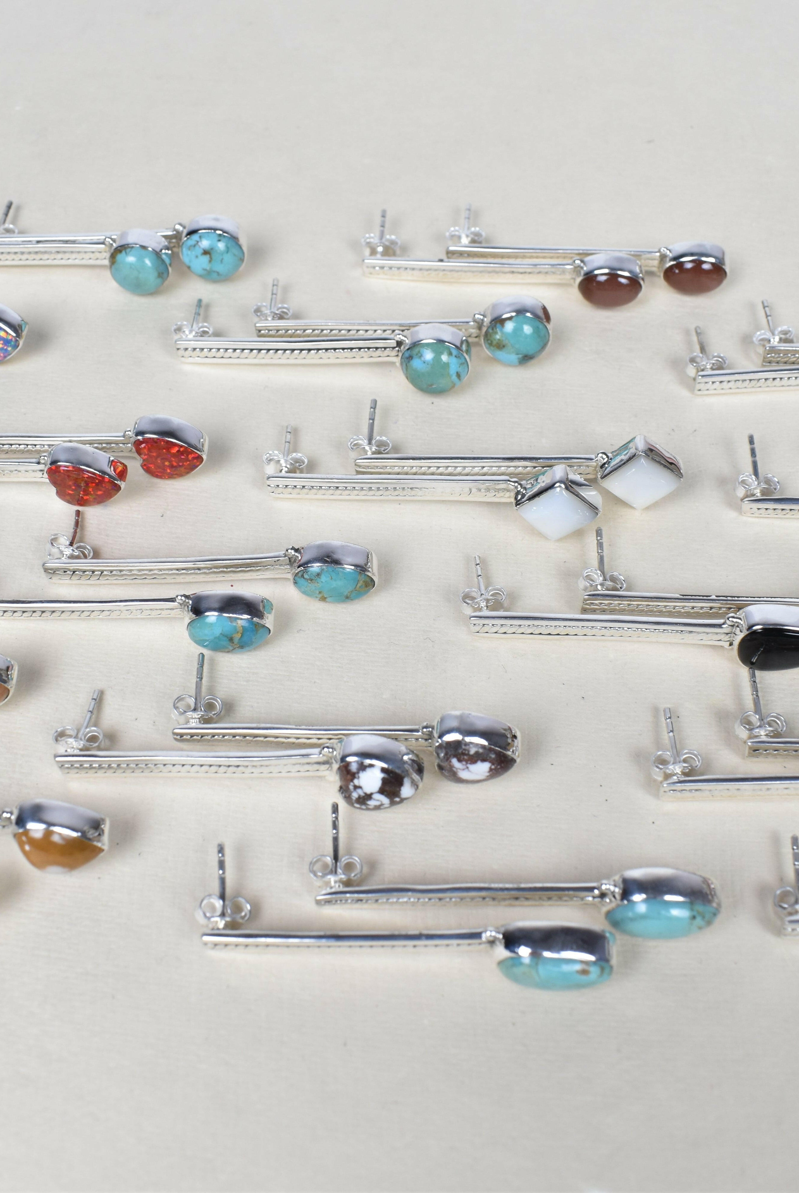 Silver Solitaire Bar Earrings-Drop Earrings-Krush Kandy, Women's Online Fashion Boutique Located in Phoenix, Arizona (Scottsdale Area)