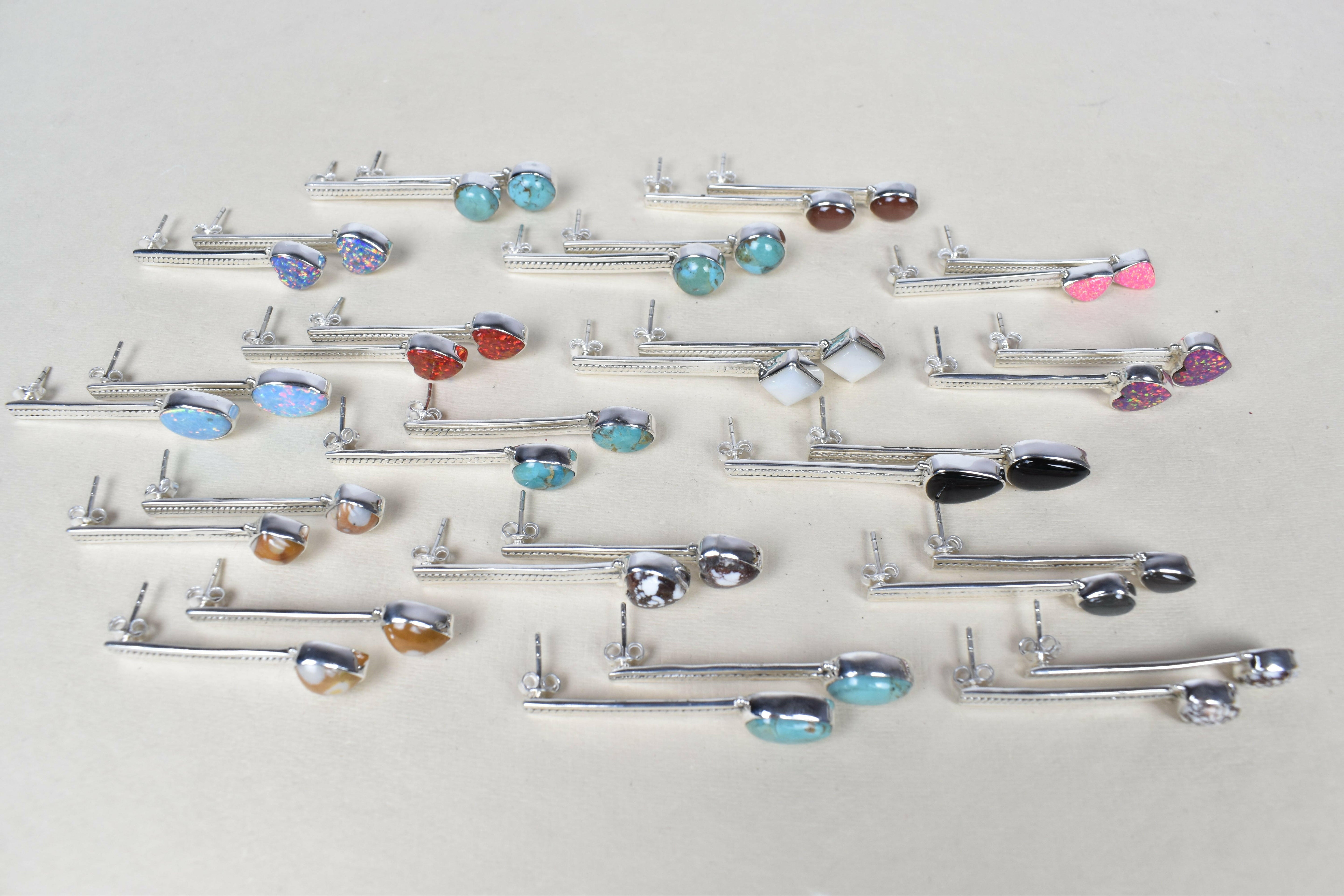 Silver Solitaire Bar Earrings-Drop Earrings-Krush Kandy, Women's Online Fashion Boutique Located in Phoenix, Arizona (Scottsdale Area)