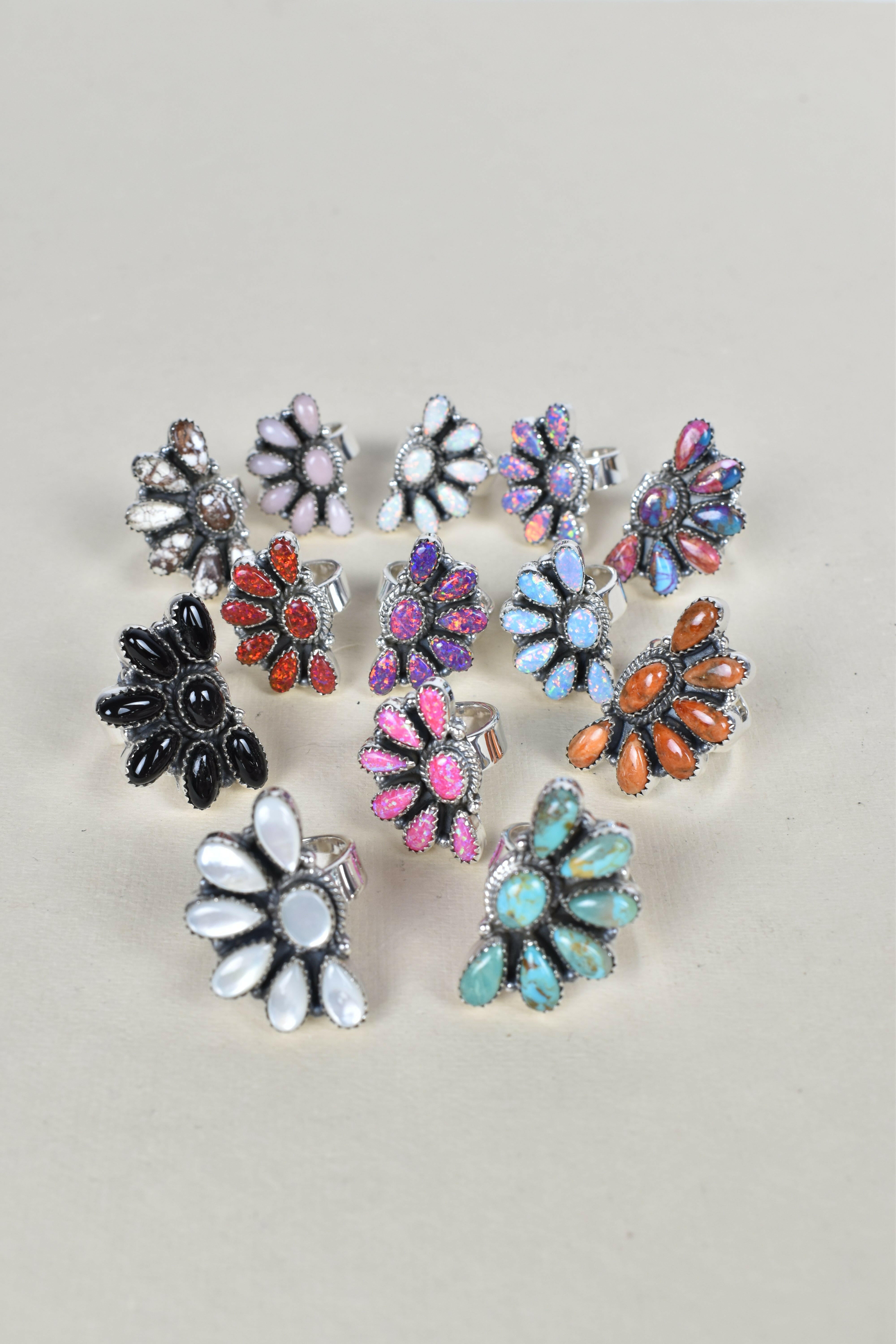 Lazy Daisy Sterling Jeweled Half Ring-Cluster Rings-Krush Kandy, Women's Online Fashion Boutique Located in Phoenix, Arizona (Scottsdale Area)