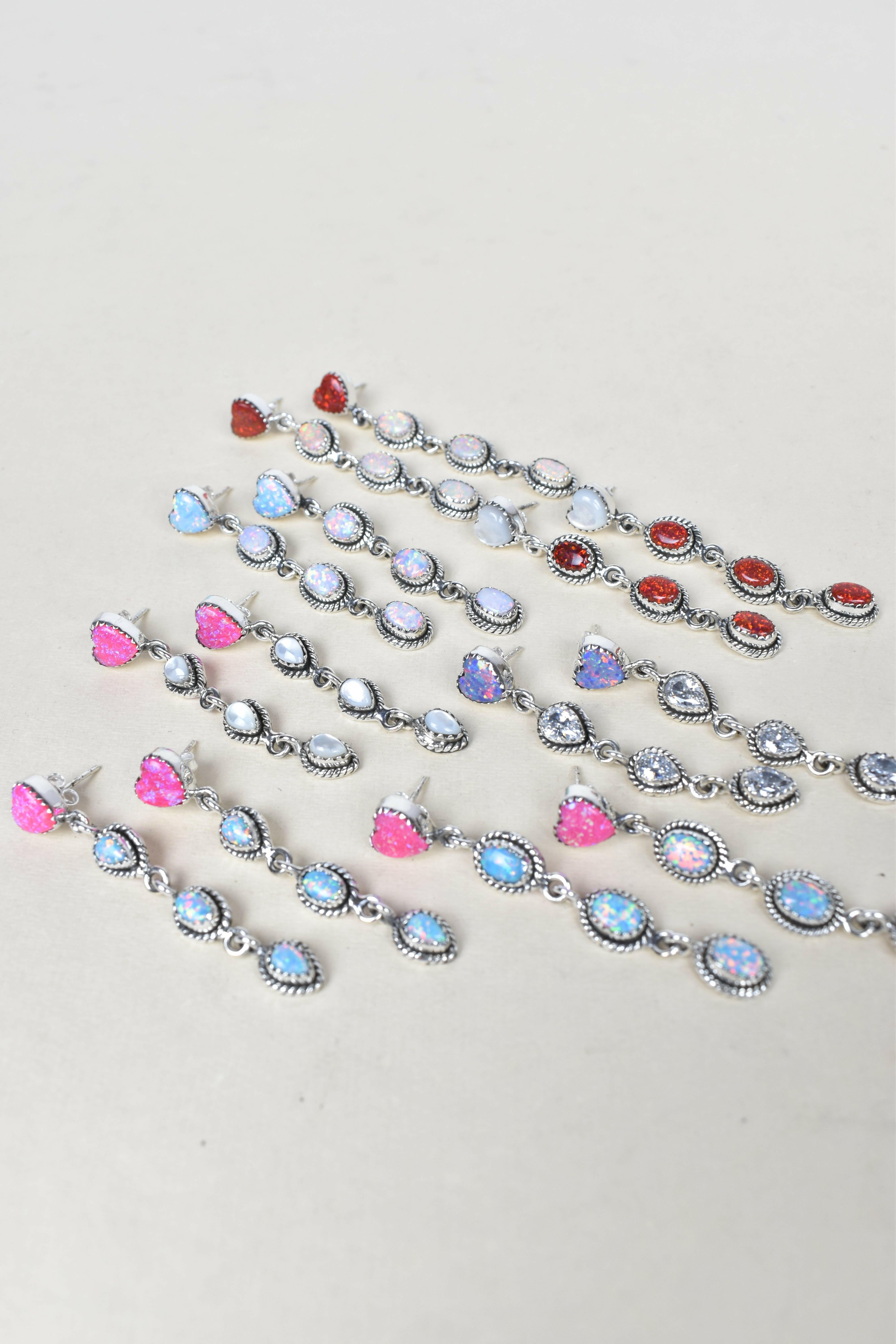 Heart And Stone Dangle Earrings-Drop Earrings-Krush Kandy, Women's Online Fashion Boutique Located in Phoenix, Arizona (Scottsdale Area)