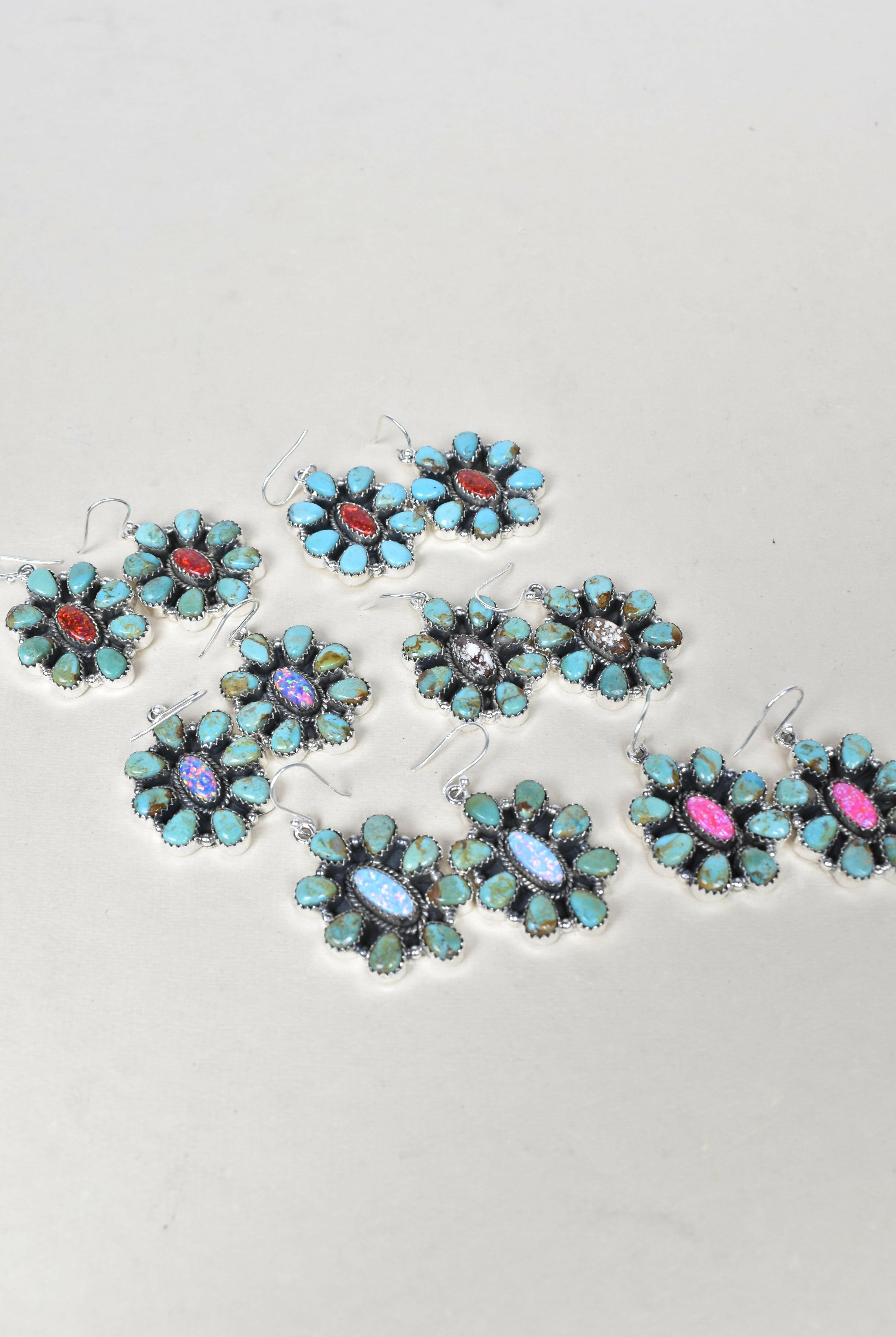 Turquoise Halo Delight Earrings-Drop Earrings-Krush Kandy, Women's Online Fashion Boutique Located in Phoenix, Arizona (Scottsdale Area)