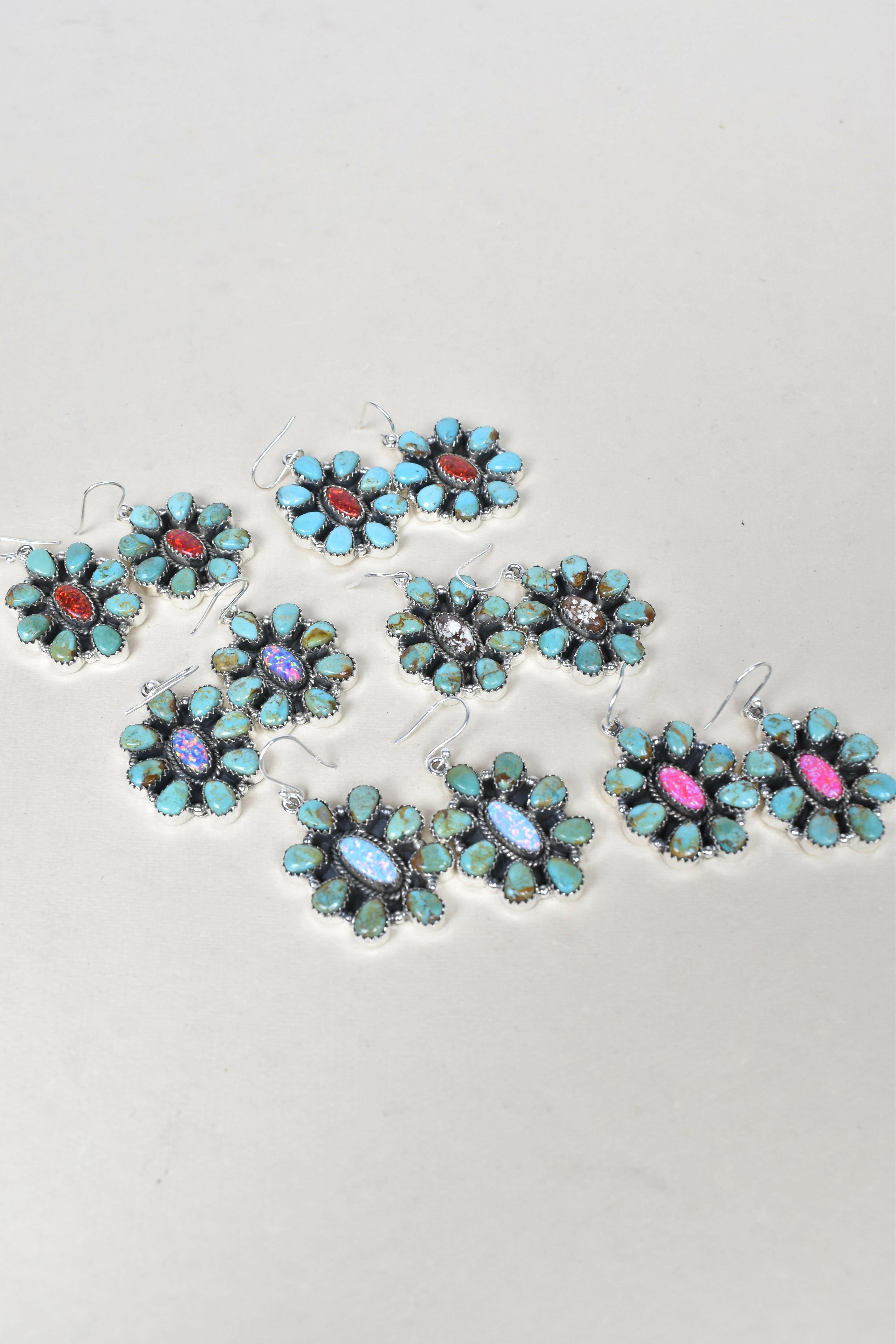 Turquoise Halo Delight Earrings-Drop Earrings-Krush Kandy, Women's Online Fashion Boutique Located in Phoenix, Arizona (Scottsdale Area)