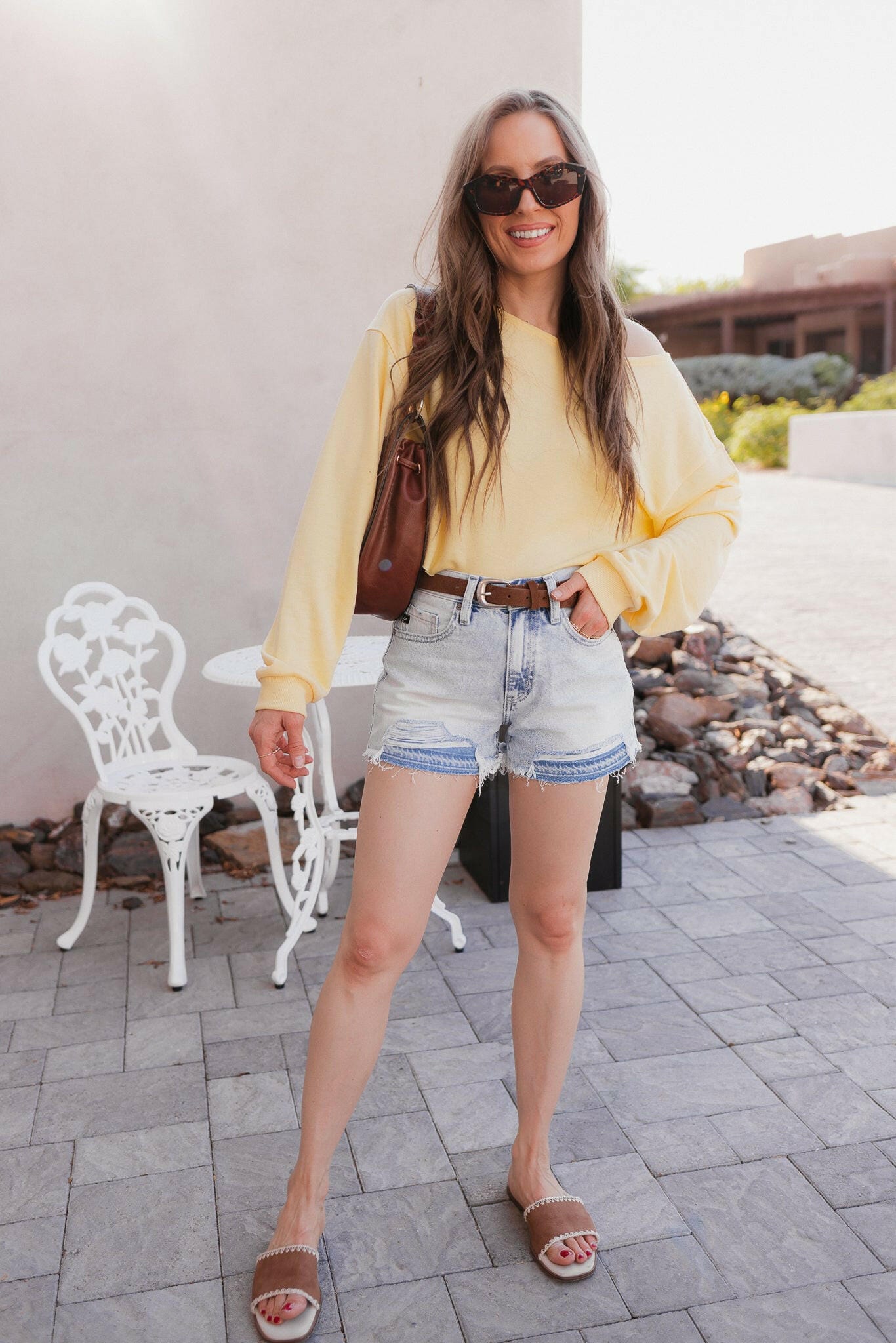 Butter Yellow Boat Neck Long Sleeve Top-Tops-Krush Kandy, Women's Online Fashion Boutique Located in Phoenix, Arizona (Scottsdale Area)