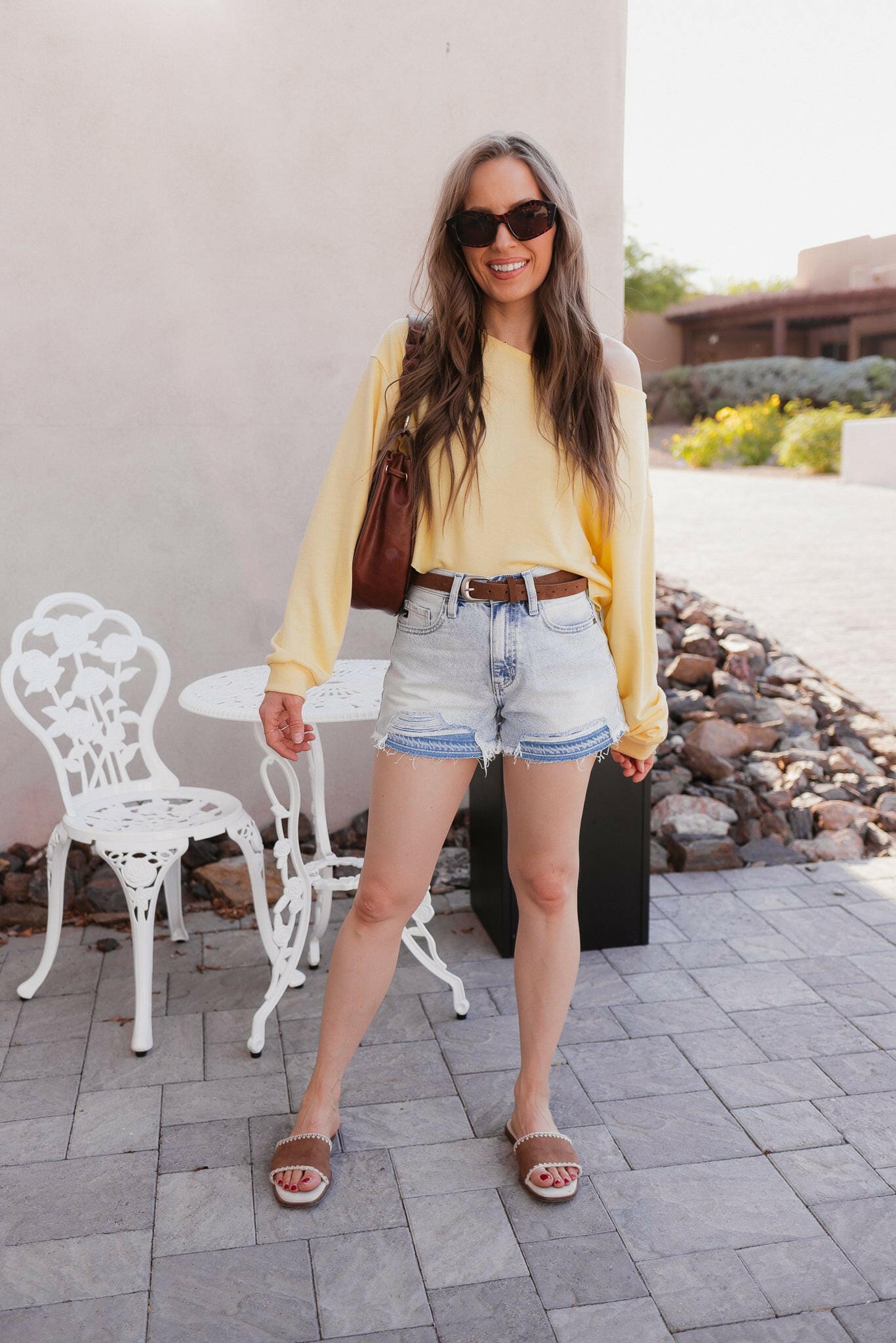 Butter Yellow Boat Neck Long Sleeve Top-Tops-Krush Kandy, Women's Online Fashion Boutique Located in Phoenix, Arizona (Scottsdale Area)