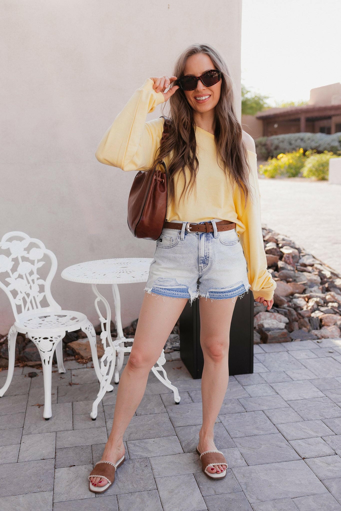 Butter Yellow Boat Neck Long Sleeve Top-Tops-Krush Kandy, Women's Online Fashion Boutique Located in Phoenix, Arizona (Scottsdale Area)