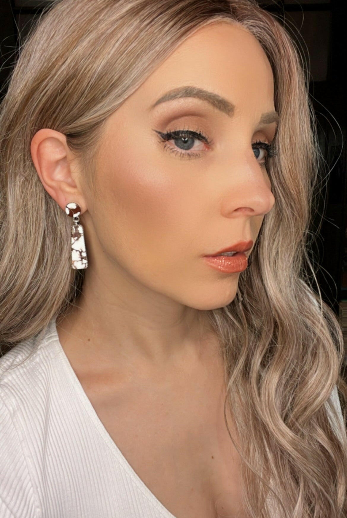 STERLING SILVER SLAB DANGLE DROP EARRING-Krush Kandy, Women's Online Fashion Boutique Located in Phoenix, Arizona (Scottsdale Area)