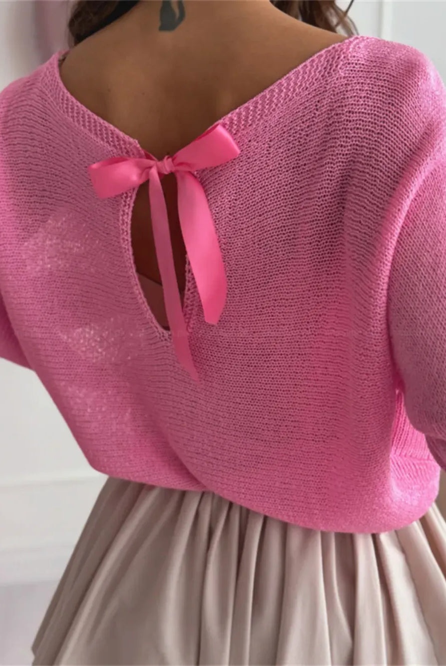 Bow Back Boat Neck Batwing Sleeve Sweater-Krush Kandy, Women's Online Fashion Boutique Located in Phoenix, Arizona (Scottsdale Area)