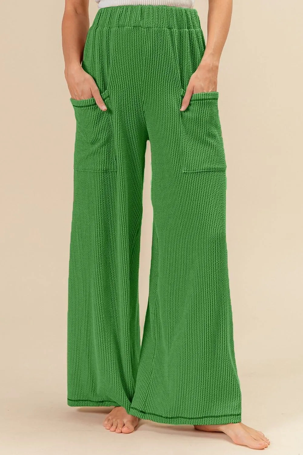 BiBi 2tone Cord Rib Waist Band Side Pocket Pants-Pants-Krush Kandy, Women's Online Fashion Boutique Located in Phoenix, Arizona (Scottsdale Area)