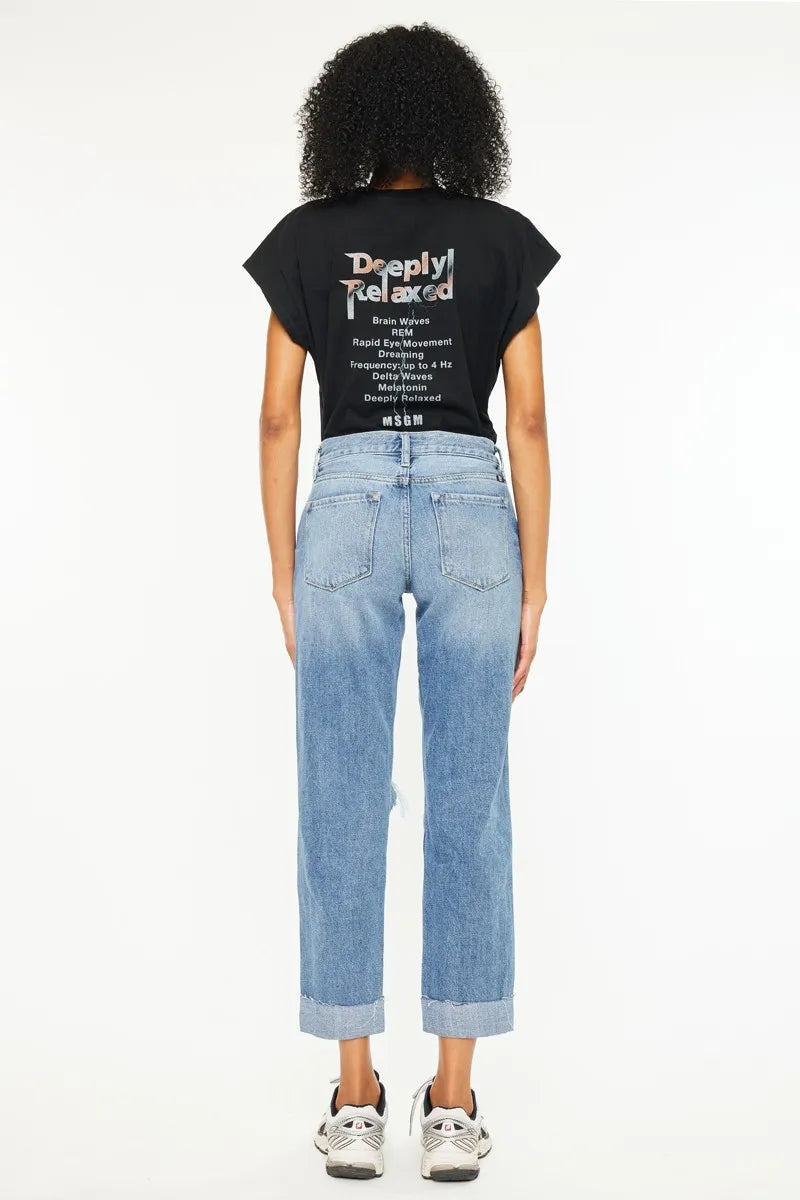 Kancan Mid Rise Distressed Boyfriend Fit Jeans-Denim-Krush Kandy, Women's Online Fashion Boutique Located in Phoenix, Arizona (Scottsdale Area)