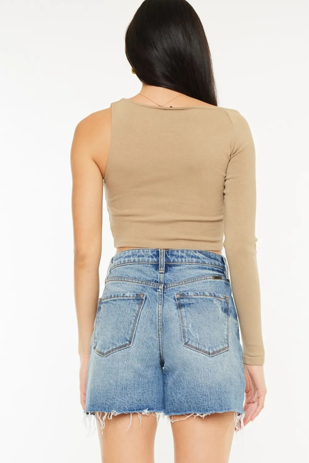Kancan Full Size Raw Hem High Waist Denim Shorts-shorts-Krush Kandy, Women's Online Fashion Boutique Located in Phoenix, Arizona (Scottsdale Area)