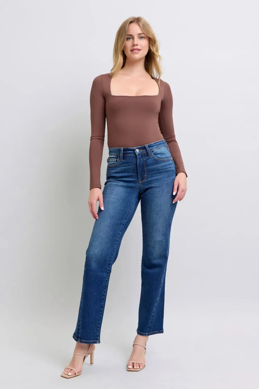 Judy Blue Full Size Side Seam Detail Straight Jeans with Pockets-jeans-Krush Kandy, Women's Online Fashion Boutique Located in Phoenix, Arizona (Scottsdale Area)