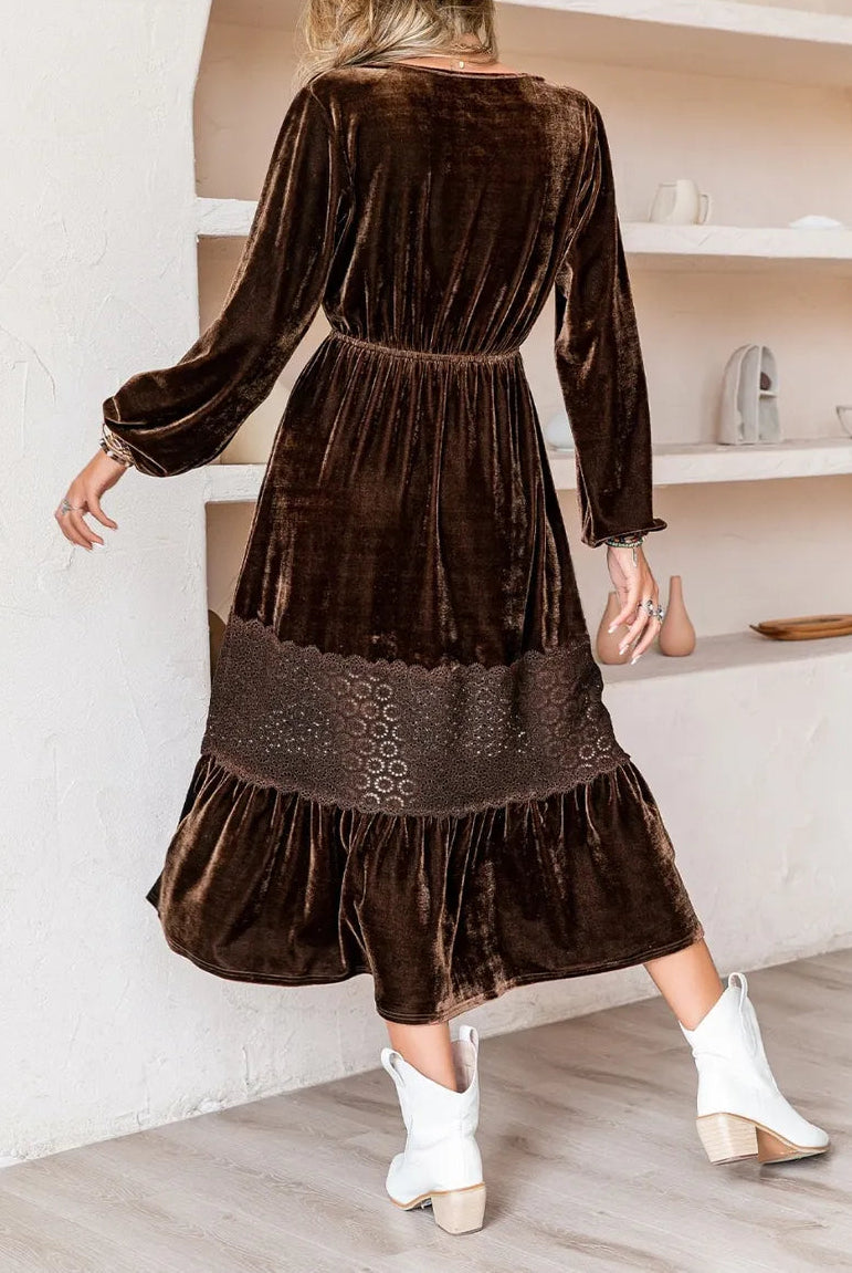 Drawstring V-Neck Crochet Dress-Dresses-Krush Kandy, Women's Online Fashion Boutique Located in Phoenix, Arizona (Scottsdale Area)