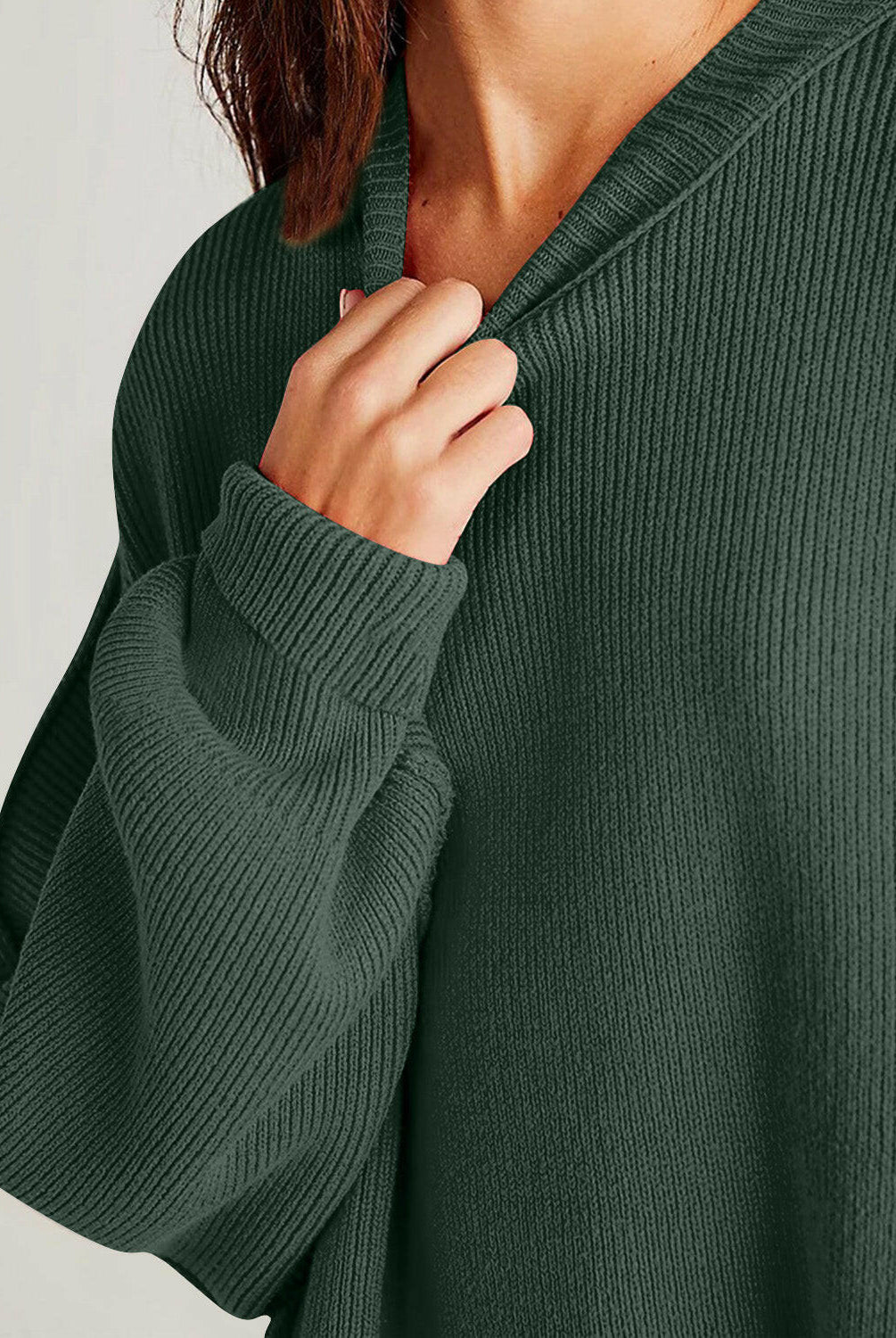 Double Take Side Slit Round Neck Long Sleeve Sweater-Sweaters-Krush Kandy, Women's Online Fashion Boutique Located in Phoenix, Arizona (Scottsdale Area)