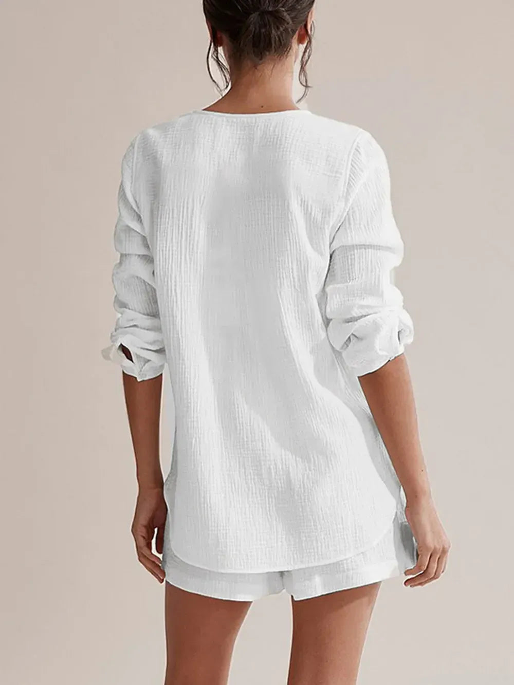 Notched Long Sleeve Top and Shorts Set-Krush Kandy, Women's Online Fashion Boutique Located in Phoenix, Arizona (Scottsdale Area)