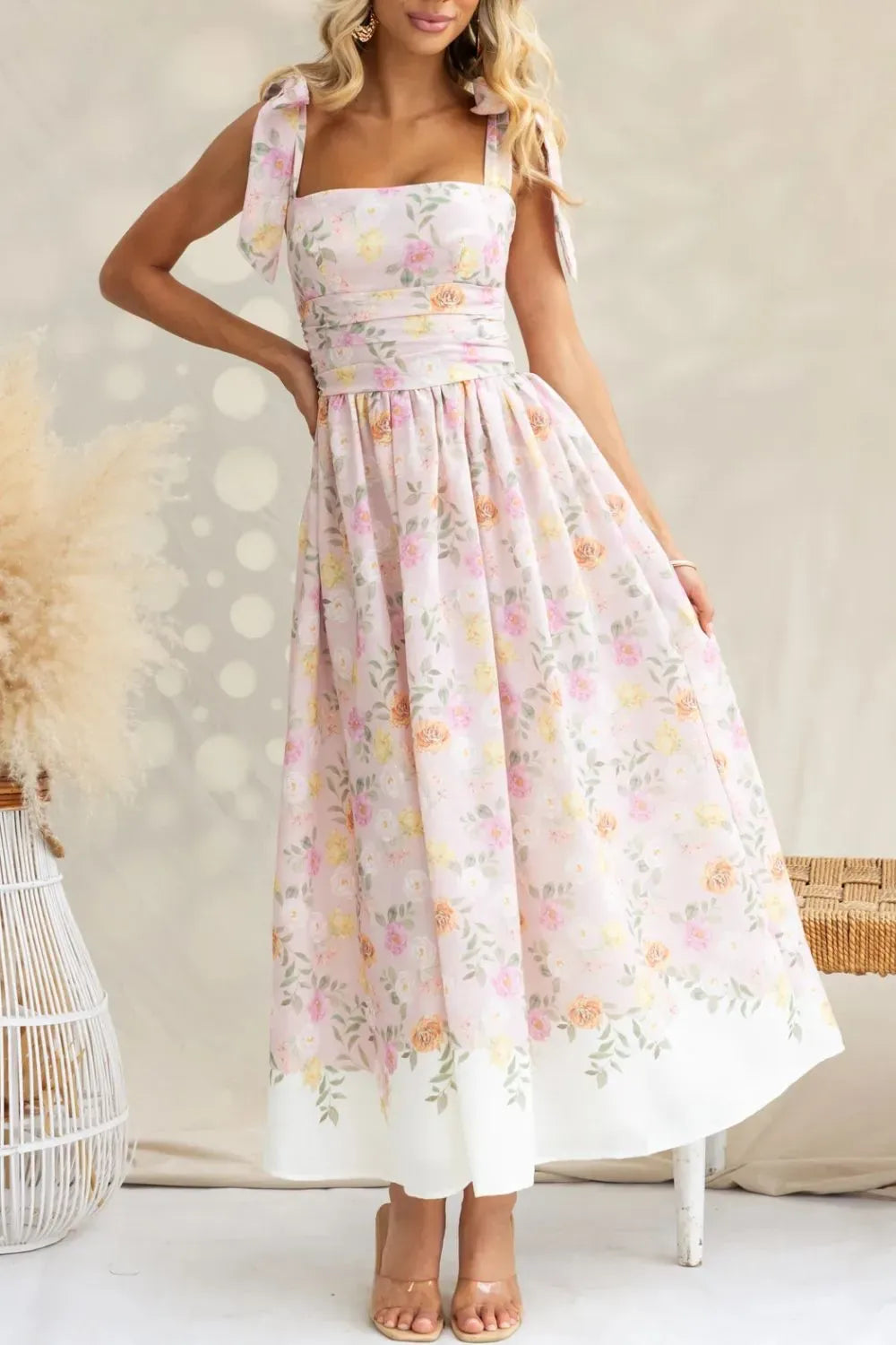 Printed Tie Shoulder Midi Cami Dress-Krush Kandy, Women's Online Fashion Boutique Located in Phoenix, Arizona (Scottsdale Area)