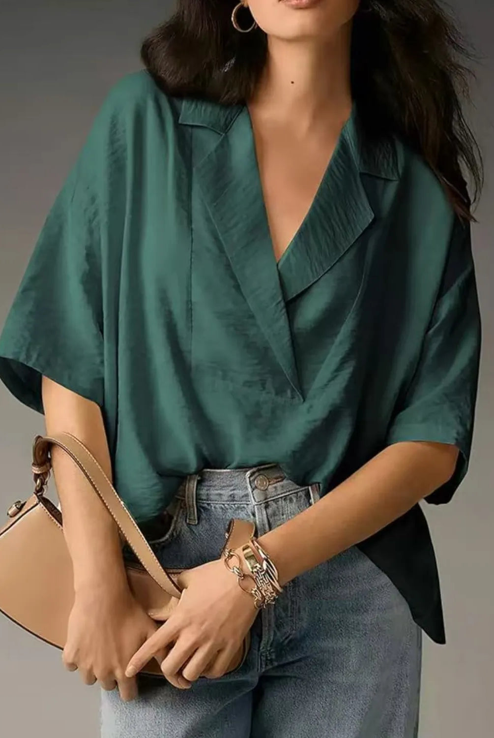 Collared Neck Half Sleeve Blouse-Krush Kandy, Women's Online Fashion Boutique Located in Phoenix, Arizona (Scottsdale Area)