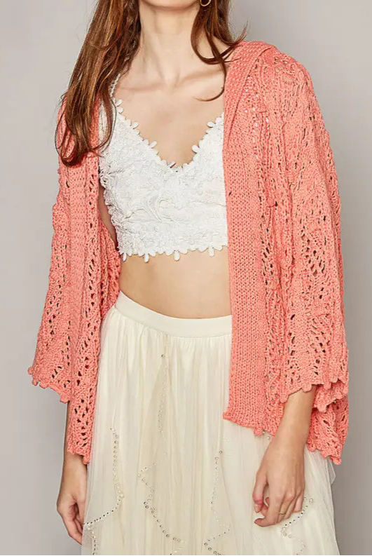 Open Weaving Long Sleeve Hoodie Sweater Cardigan-Cardigans-Krush Kandy, Women's Online Fashion Boutique Located in Phoenix, Arizona (Scottsdale Area)