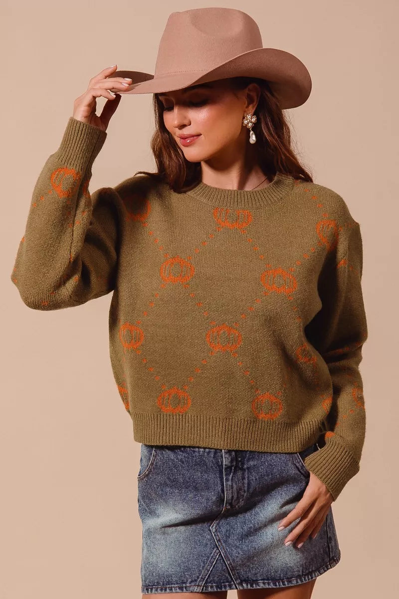 SO ME Pumpkin Rhombus Halloween Thanksgiving Sweater-Sweater-Krush Kandy, Women's Online Fashion Boutique Located in Phoenix, Arizona (Scottsdale Area)