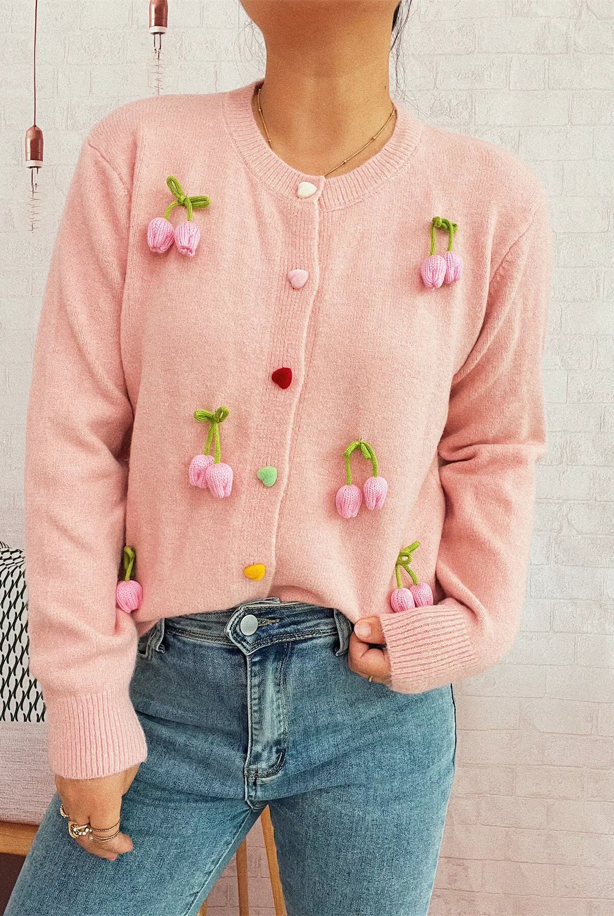 Flower Button Up Long Sleeve Cardigan-Cardigans-Krush Kandy, Women's Online Fashion Boutique Located in Phoenix, Arizona (Scottsdale Area)