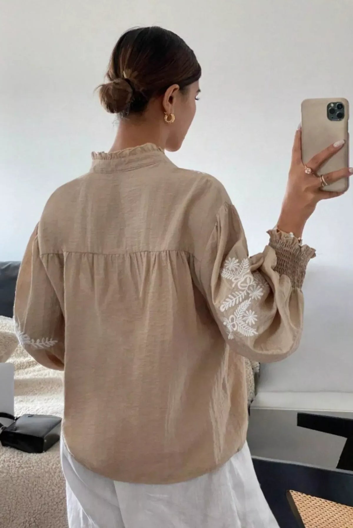 Embroidered Long Sleeve Blouse-Blouses-Krush Kandy, Women's Online Fashion Boutique Located in Phoenix, Arizona (Scottsdale Area)