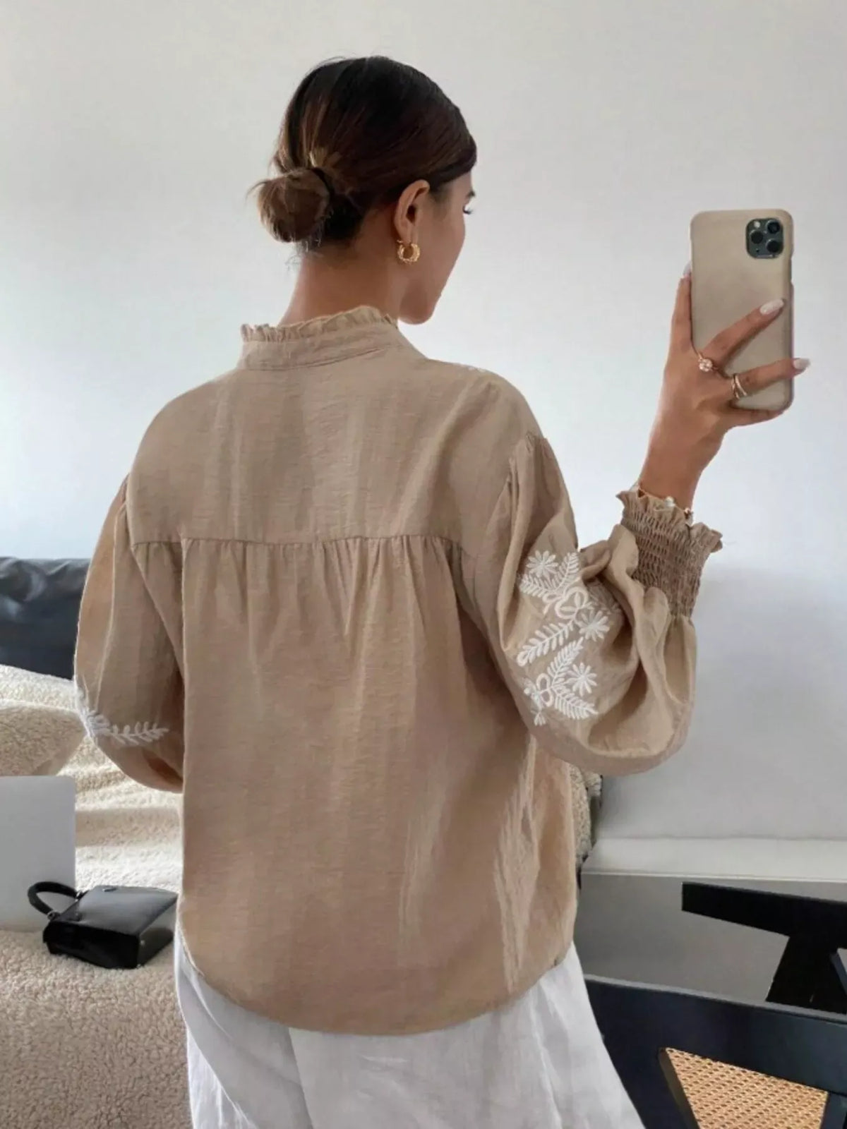 Embroidered Long Sleeve Blouse-Blouses-Krush Kandy, Women's Online Fashion Boutique Located in Phoenix, Arizona (Scottsdale Area)