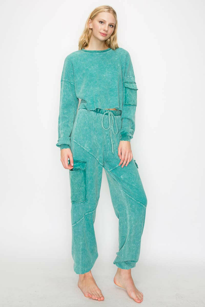 J.HER Mineral Wash Cargo pocket detail Joggers-Krush Kandy, Women's Online Fashion Boutique Located in Phoenix, Arizona (Scottsdale Area)