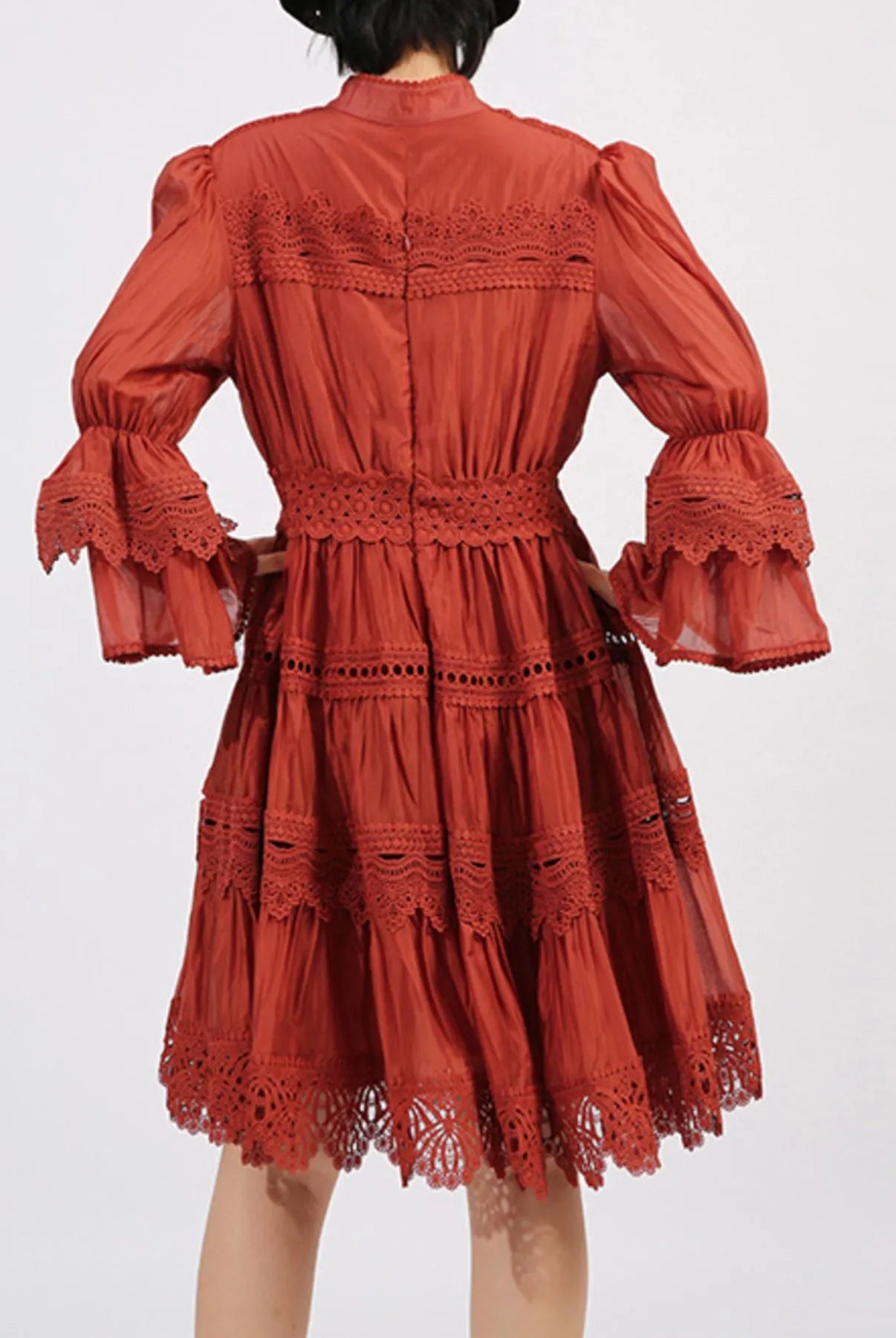 Ruffle Lace Trim Long Sleeve Dress-Dresses-Krush Kandy, Women's Online Fashion Boutique Located in Phoenix, Arizona (Scottsdale Area)