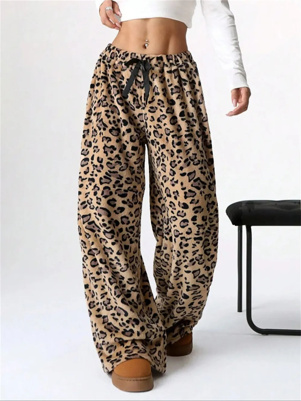 Leopard Wide Leg Plush Pants-Pants-Krush Kandy, Women's Online Fashion Boutique Located in Phoenix, Arizona (Scottsdale Area)
