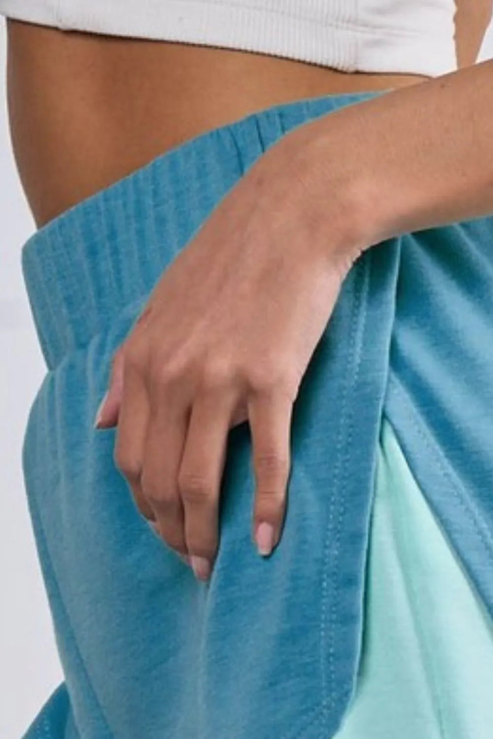 BiBi French Terry Knit Color Block with Sid Slit Shorts-Shorts-Krush Kandy, Women's Online Fashion Boutique Located in Phoenix, Arizona (Scottsdale Area)