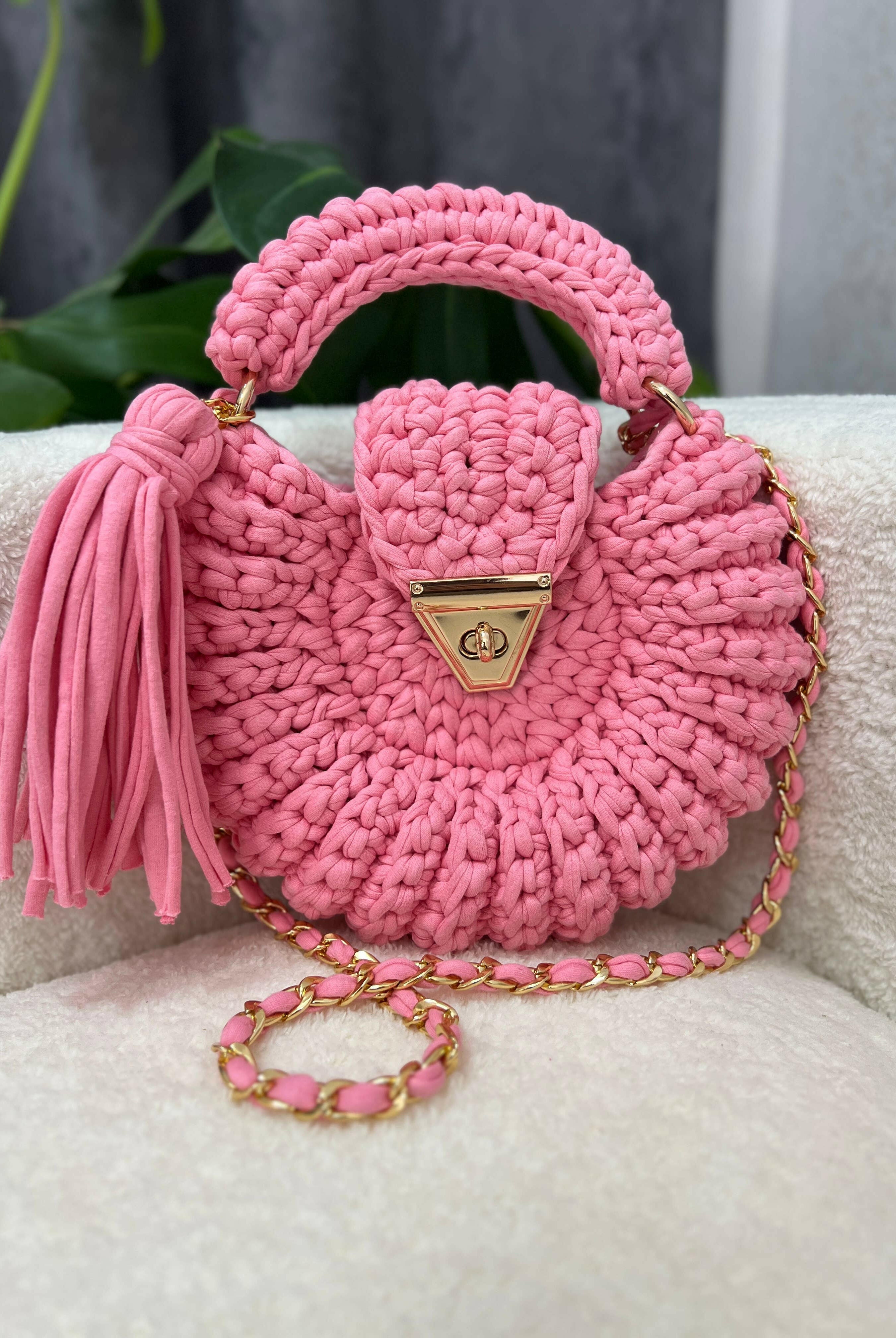 Bubblegum Sway Handmade Crochet Purse-handbags-Krush Kandy, Women's Online Fashion Boutique Located in Phoenix, Arizona (Scottsdale Area)