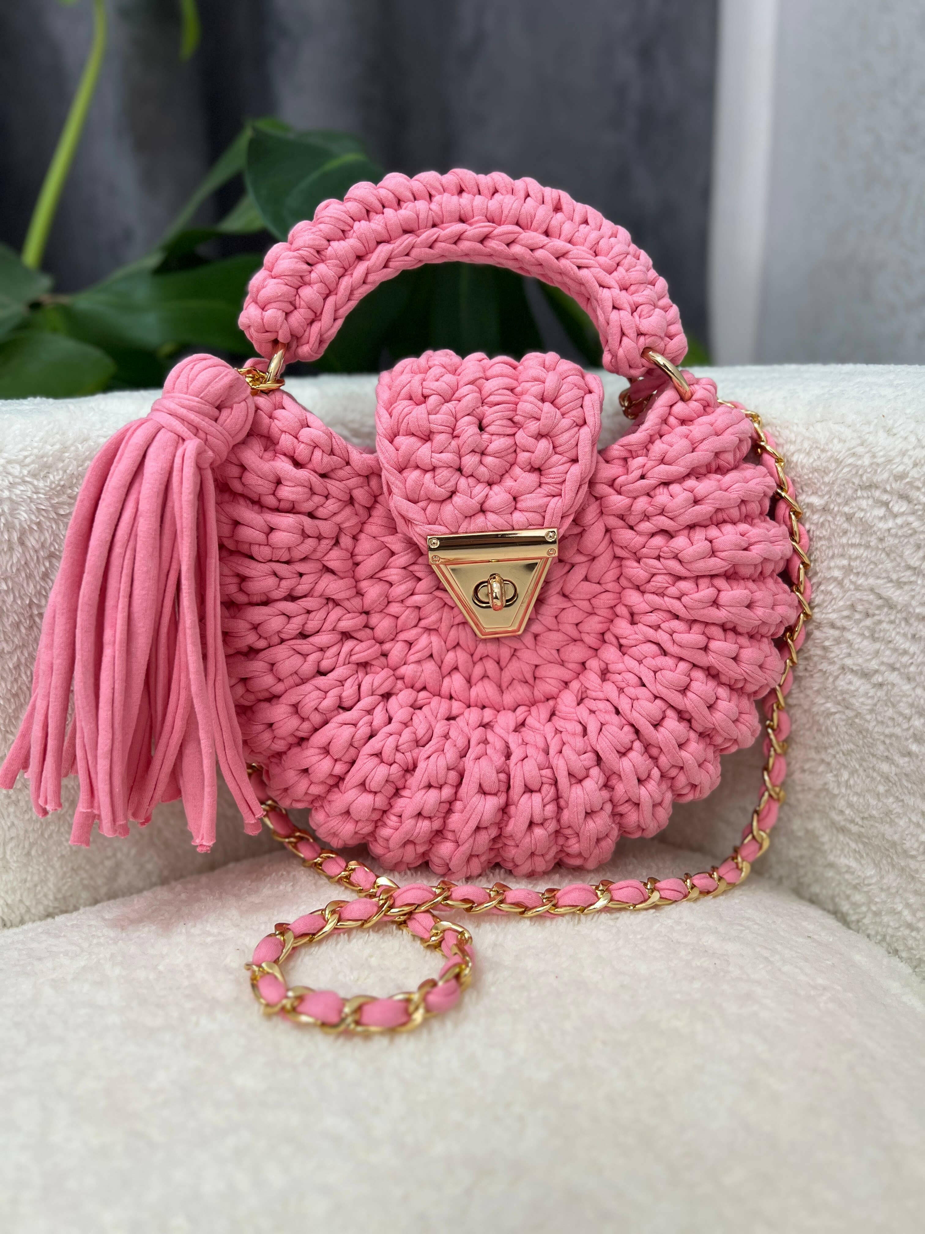 Bubblegum Sway Handmade Crochet Purse-handbags-Krush Kandy, Women's Online Fashion Boutique Located in Phoenix, Arizona (Scottsdale Area)