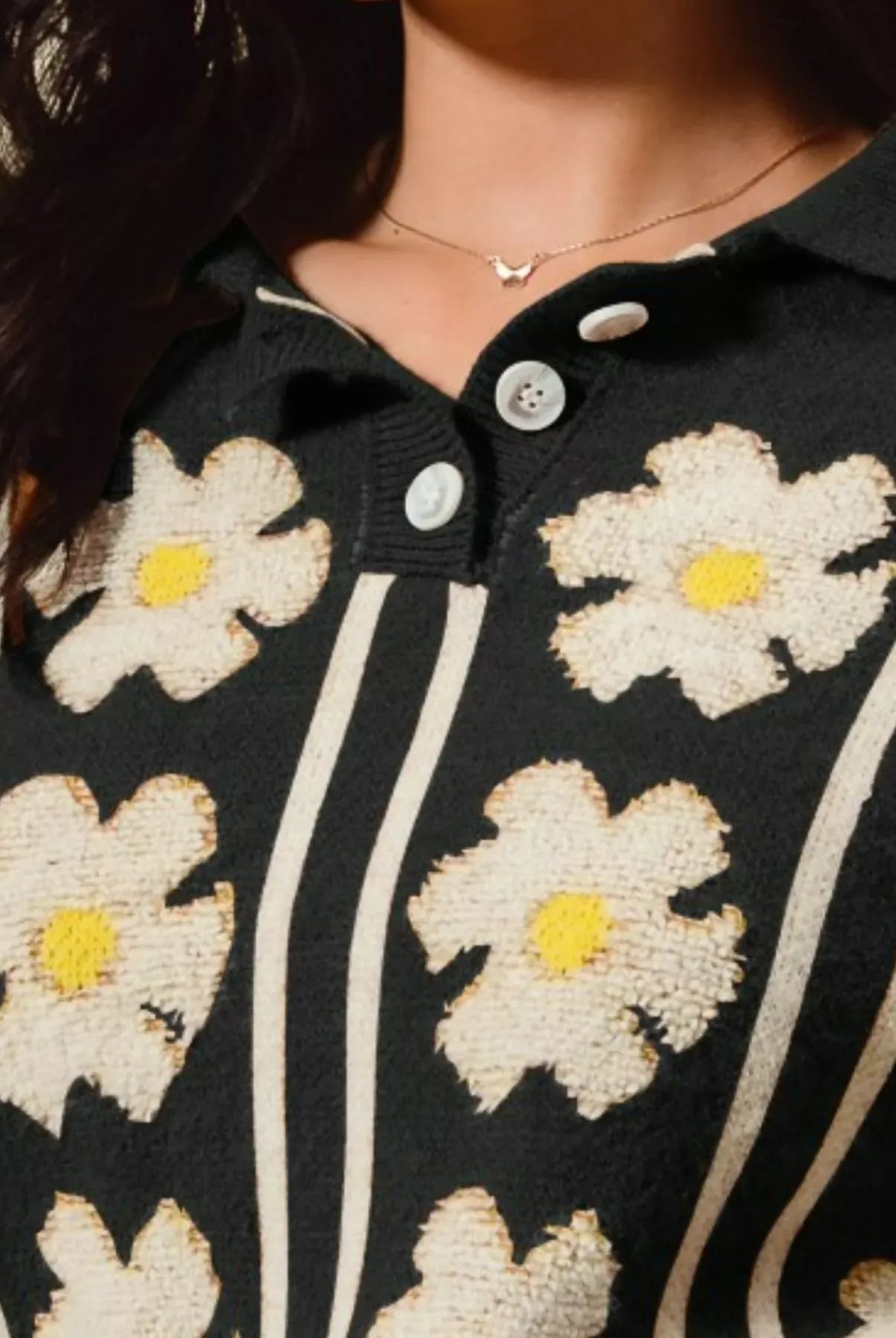 SO ME Floral Stripe Polo Collar Sweater-Sweater-Krush Kandy, Women's Online Fashion Boutique Located in Phoenix, Arizona (Scottsdale Area)