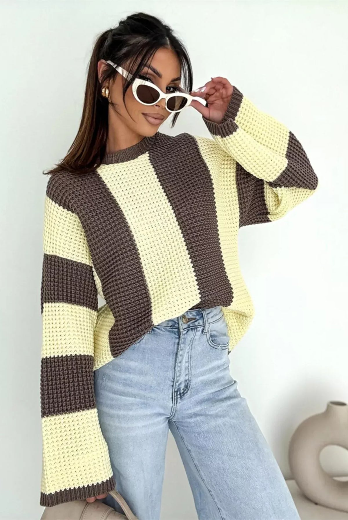 Color Block Long Sleeve Sweater-Sweater-Krush Kandy, Women's Online Fashion Boutique Located in Phoenix, Arizona (Scottsdale Area)