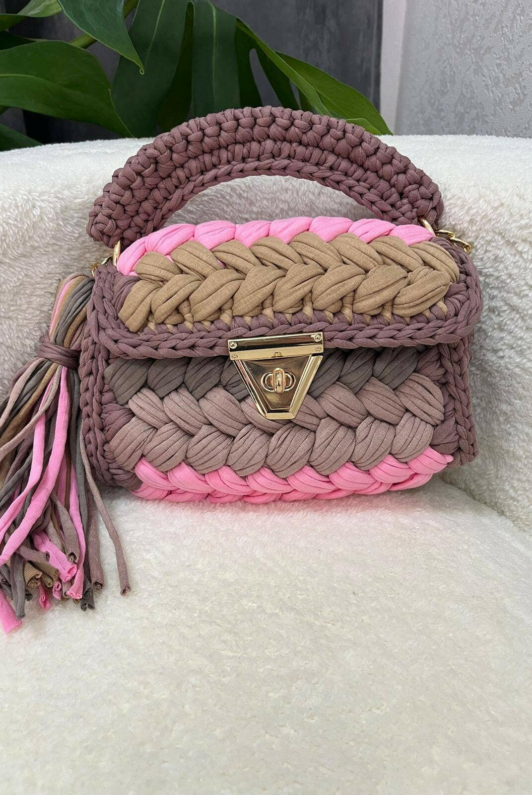 Blushing Neutrals Handmade Crochet Purse-handbags-Krush Kandy, Women's Online Fashion Boutique Located in Phoenix, Arizona (Scottsdale Area)