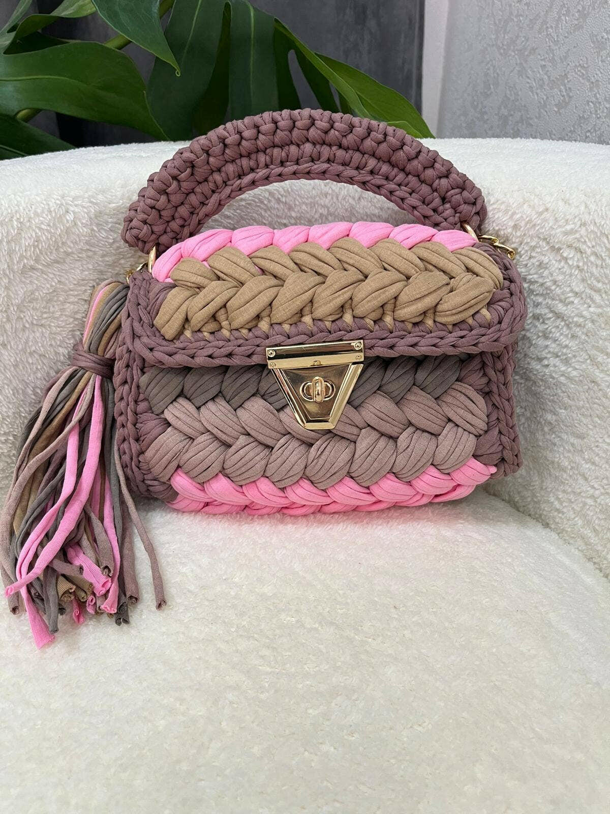 Blushing Neutrals Handmade Crochet Purse-handbags-Krush Kandy, Women's Online Fashion Boutique Located in Phoenix, Arizona (Scottsdale Area)