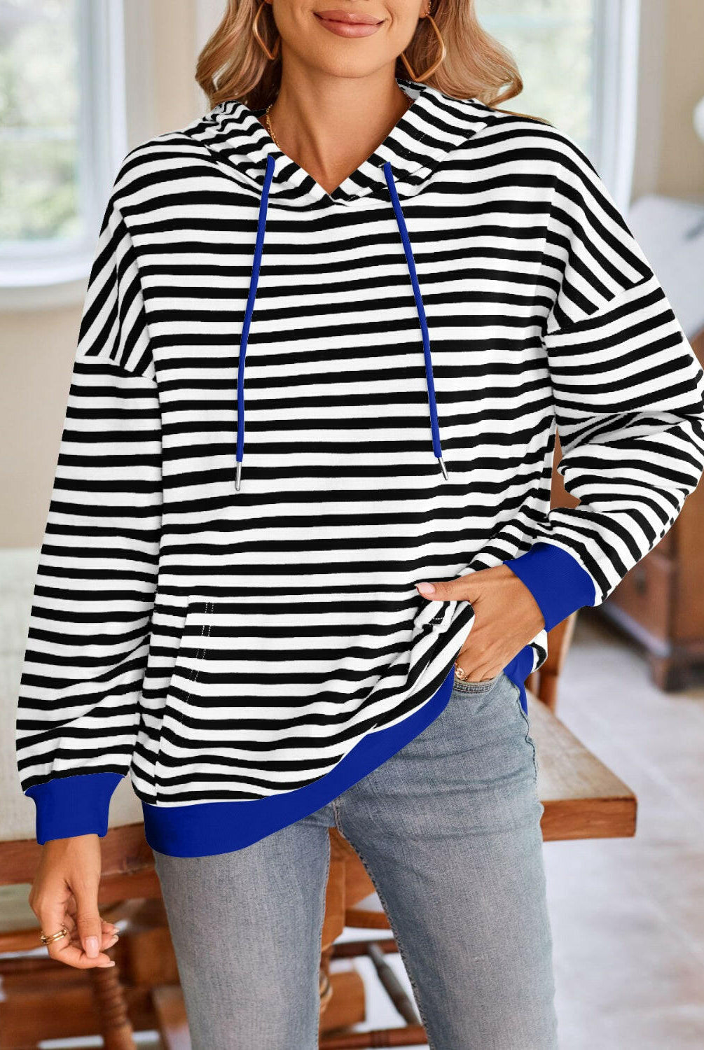 Lovelet Drawstring Striped Long Sleeve Hoodie-Krush Kandy, Women's Online Fashion Boutique Located in Phoenix, Arizona (Scottsdale Area)