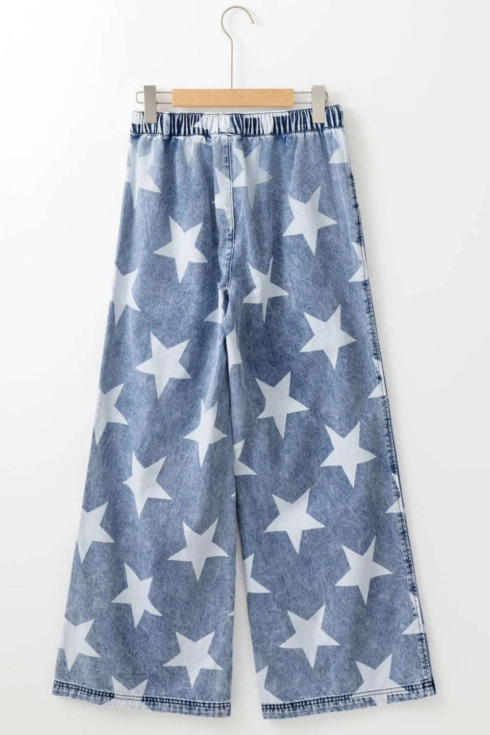 Star Print Washed Drawstring High Waist Wide Leg Jeans-Krush Kandy, Women's Online Fashion Boutique Located in Phoenix, Arizona (Scottsdale Area)