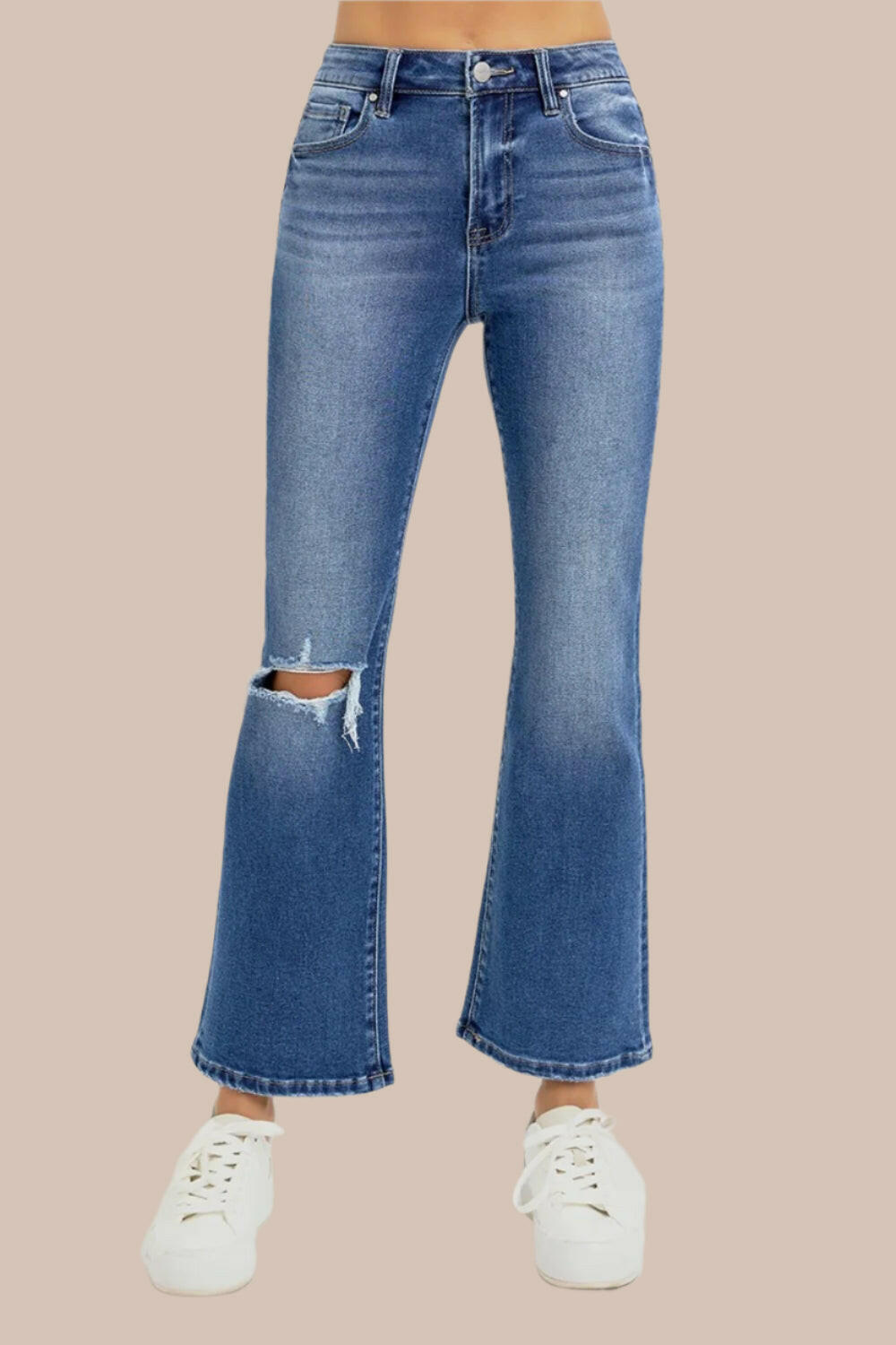 Risen Full Size Distressed High Rise Crop Flare Jeans-Krush Kandy, Women's Online Fashion Boutique Located in Phoenix, Arizona (Scottsdale Area)
