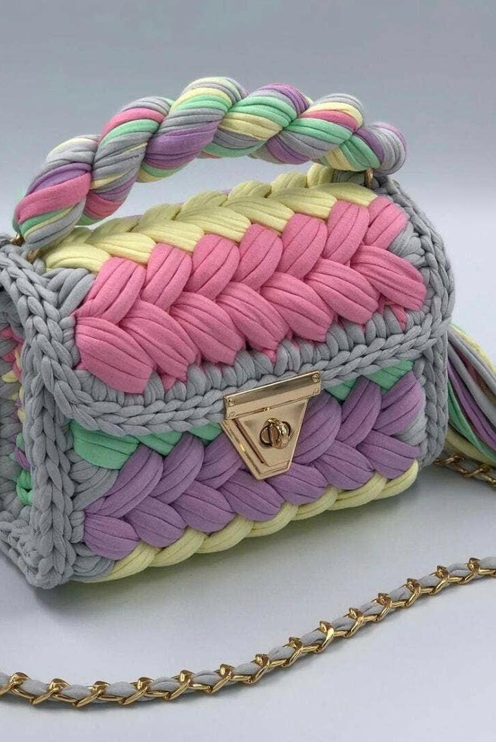 Sweet Pastels Handmade Crochet Purse-handbags-Krush Kandy, Women's Online Fashion Boutique Located in Phoenix, Arizona (Scottsdale Area)