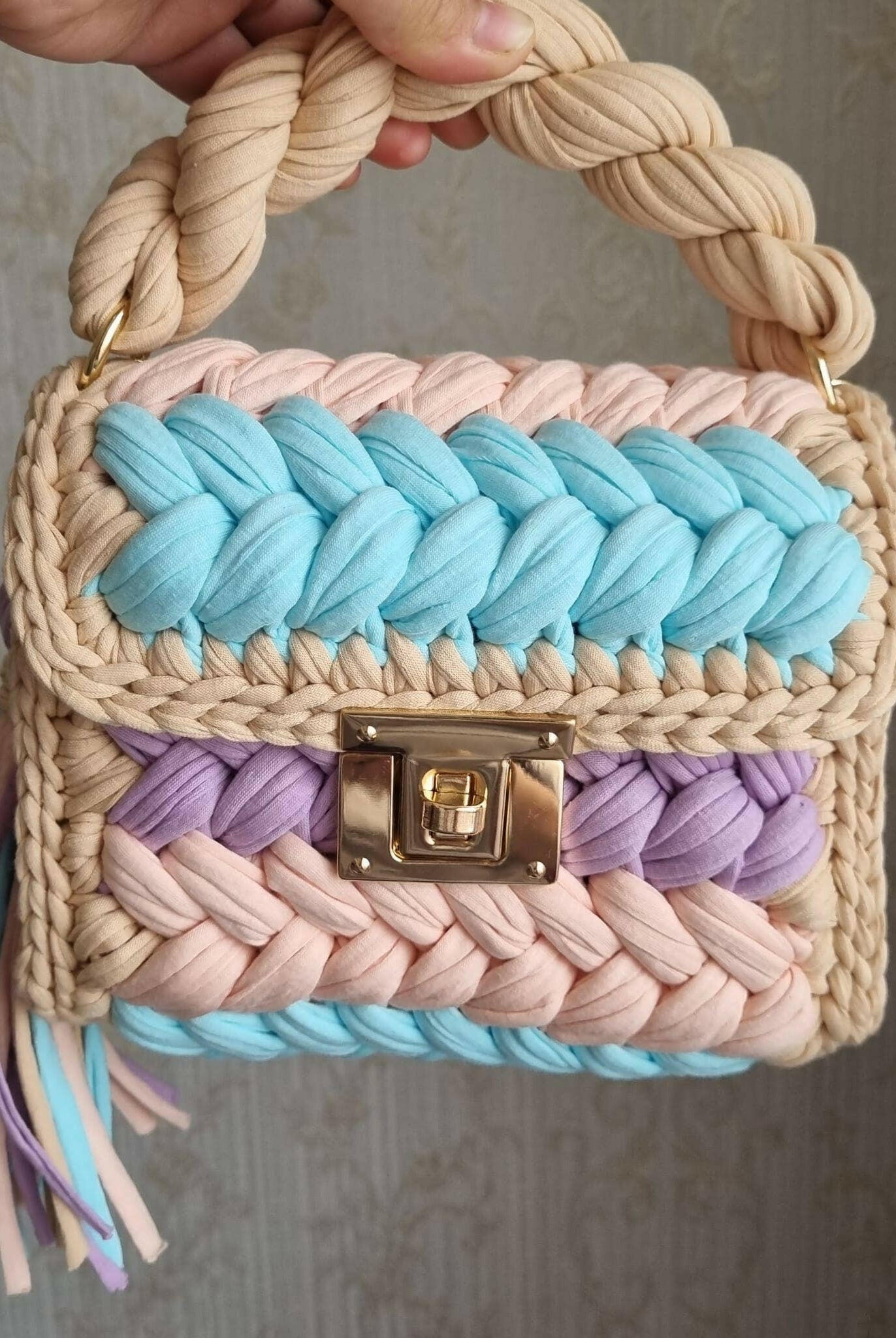 Soft Serenity Handmade Crochet Purse-handbags-Krush Kandy, Women's Online Fashion Boutique Located in Phoenix, Arizona (Scottsdale Area)
