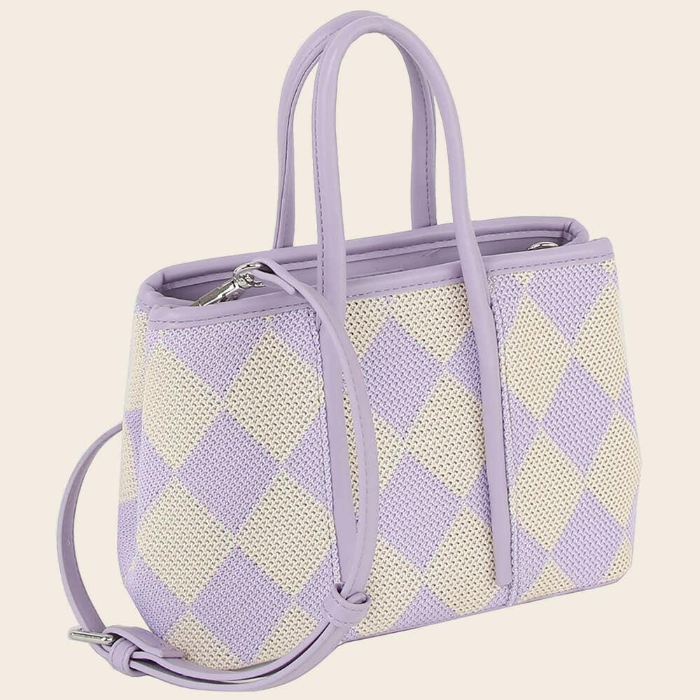 Argyle Checkered Tote Bag-handbag-Krush Kandy, Women's Online Fashion Boutique Located in Phoenix, Arizona (Scottsdale Area)