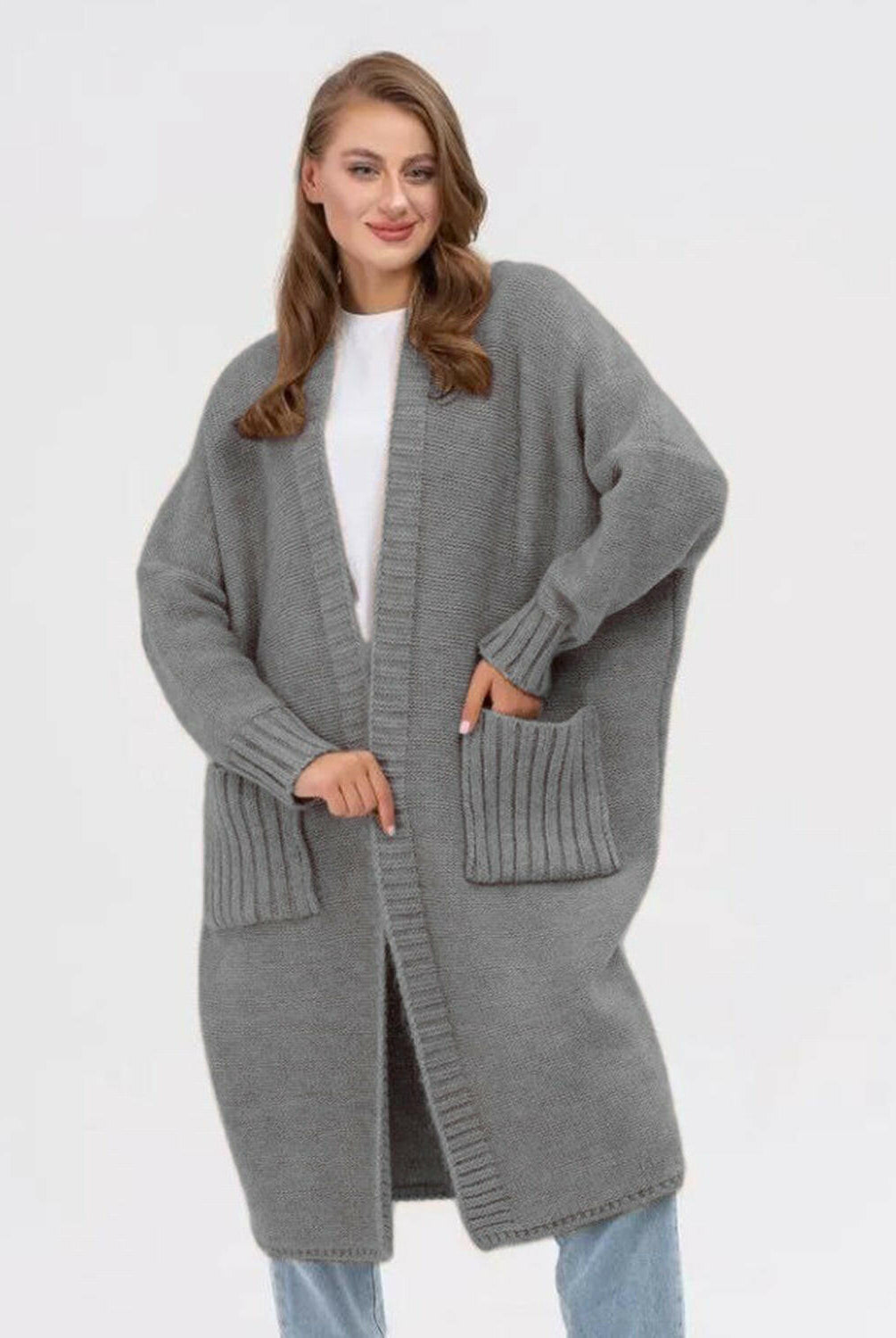 Pocketed Open Front Long Sleeve Longline Cardigan-Krush Kandy, Women's Online Fashion Boutique Located in Phoenix, Arizona (Scottsdale Area)