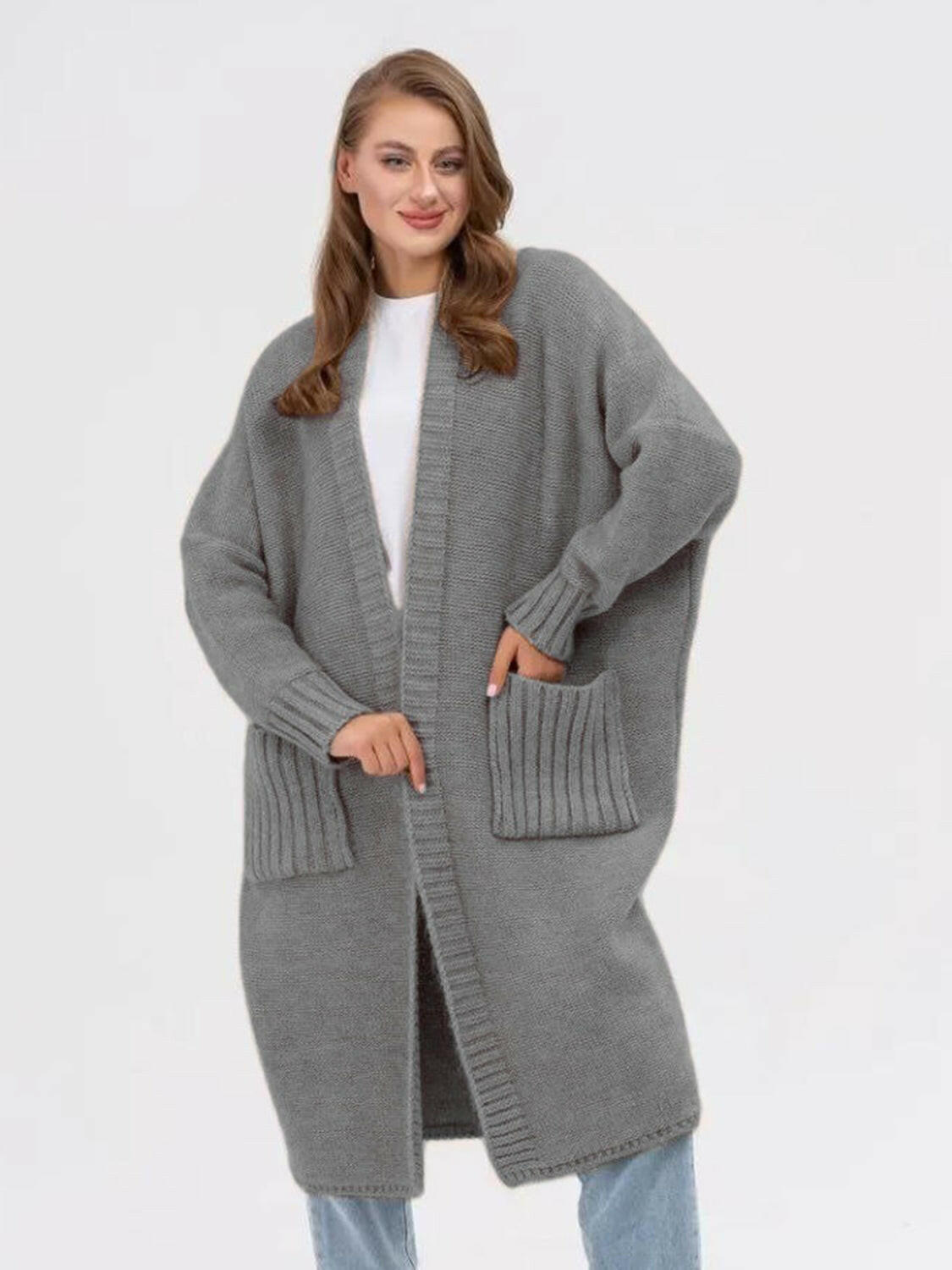 Pocketed Open Front Long Sleeve Longline Cardigan-Krush Kandy, Women's Online Fashion Boutique Located in Phoenix, Arizona (Scottsdale Area)