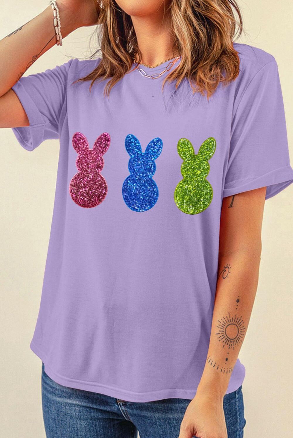Shiny Bunny Short Sleeve T-Shirt-Graphic Tees-Krush Kandy, Women's Online Fashion Boutique Located in Phoenix, Arizona (Scottsdale Area)