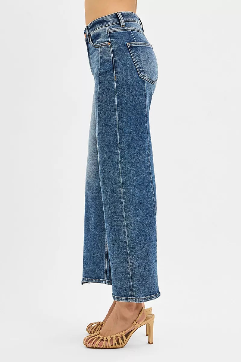 RISEN High Rise Crop Wide Leg Jeans with Step Hem-Jeans-Krush Kandy, Women's Online Fashion Boutique Located in Phoenix, Arizona (Scottsdale Area)
