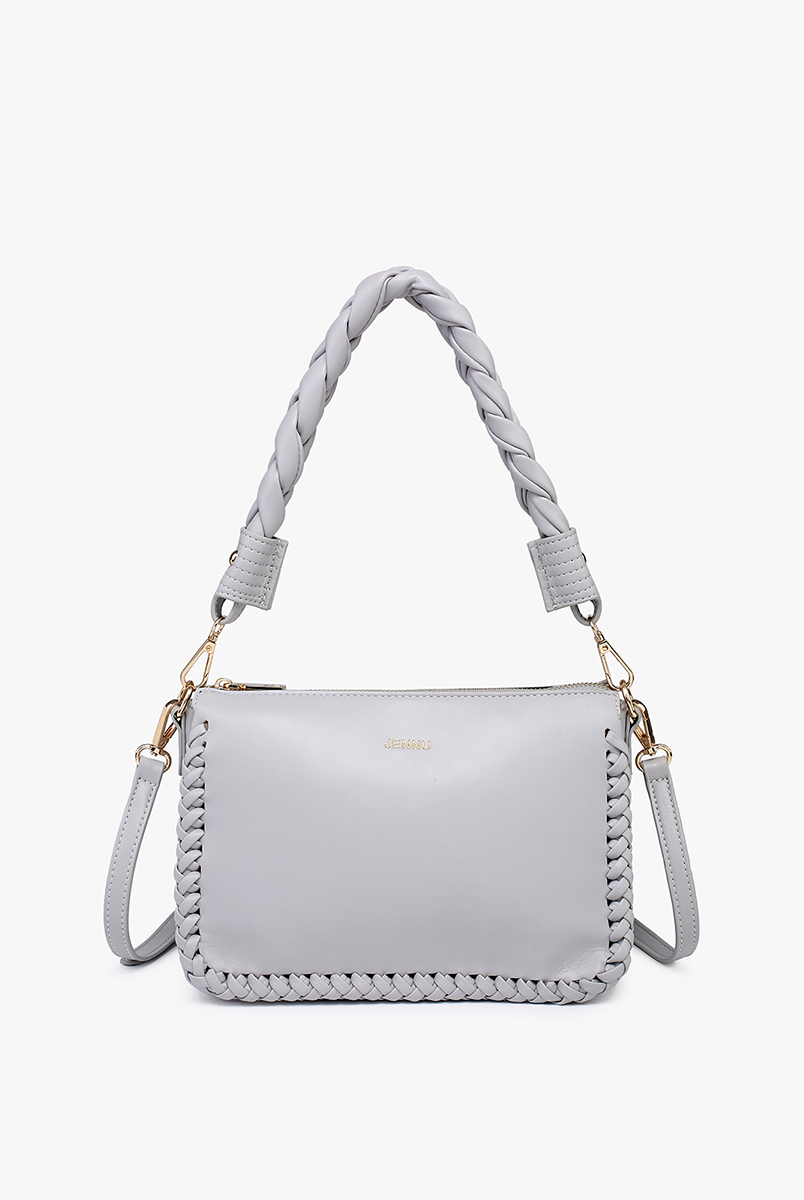 Judith Whipstitch Trim Shoulder Bag w/ Braided Handle-handbag-Krush Kandy, Women's Online Fashion Boutique Located in Phoenix, Arizona (Scottsdale Area)