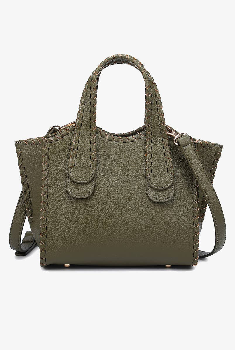 Marla Whipstitch Satchel Tote Bag-handbags-Krush Kandy, Women's Online Fashion Boutique Located in Phoenix, Arizona (Scottsdale Area)